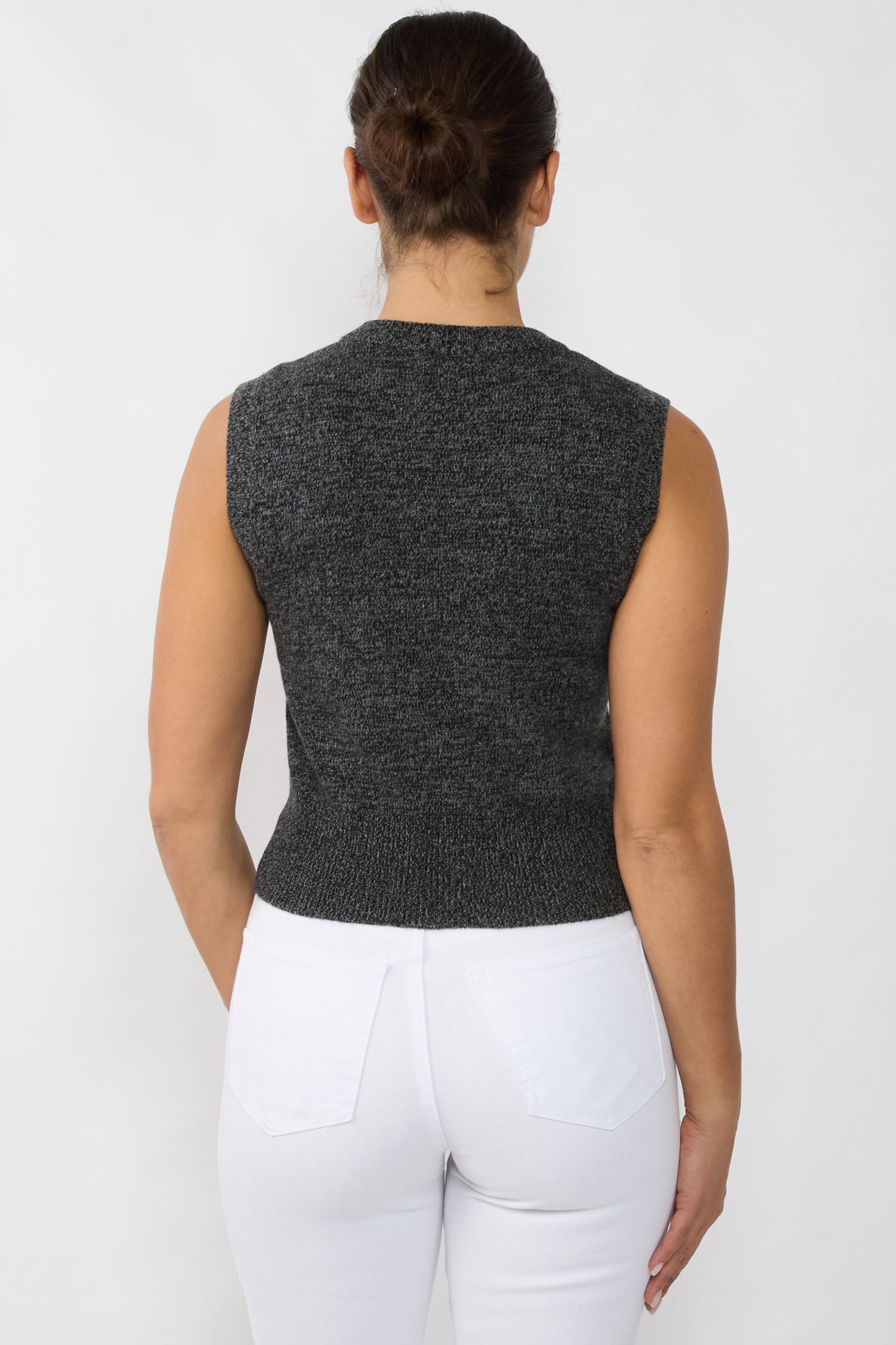 JENNIE LIU Womens 100% Cashmere Crewneck Chunky-knit Sweater Vest