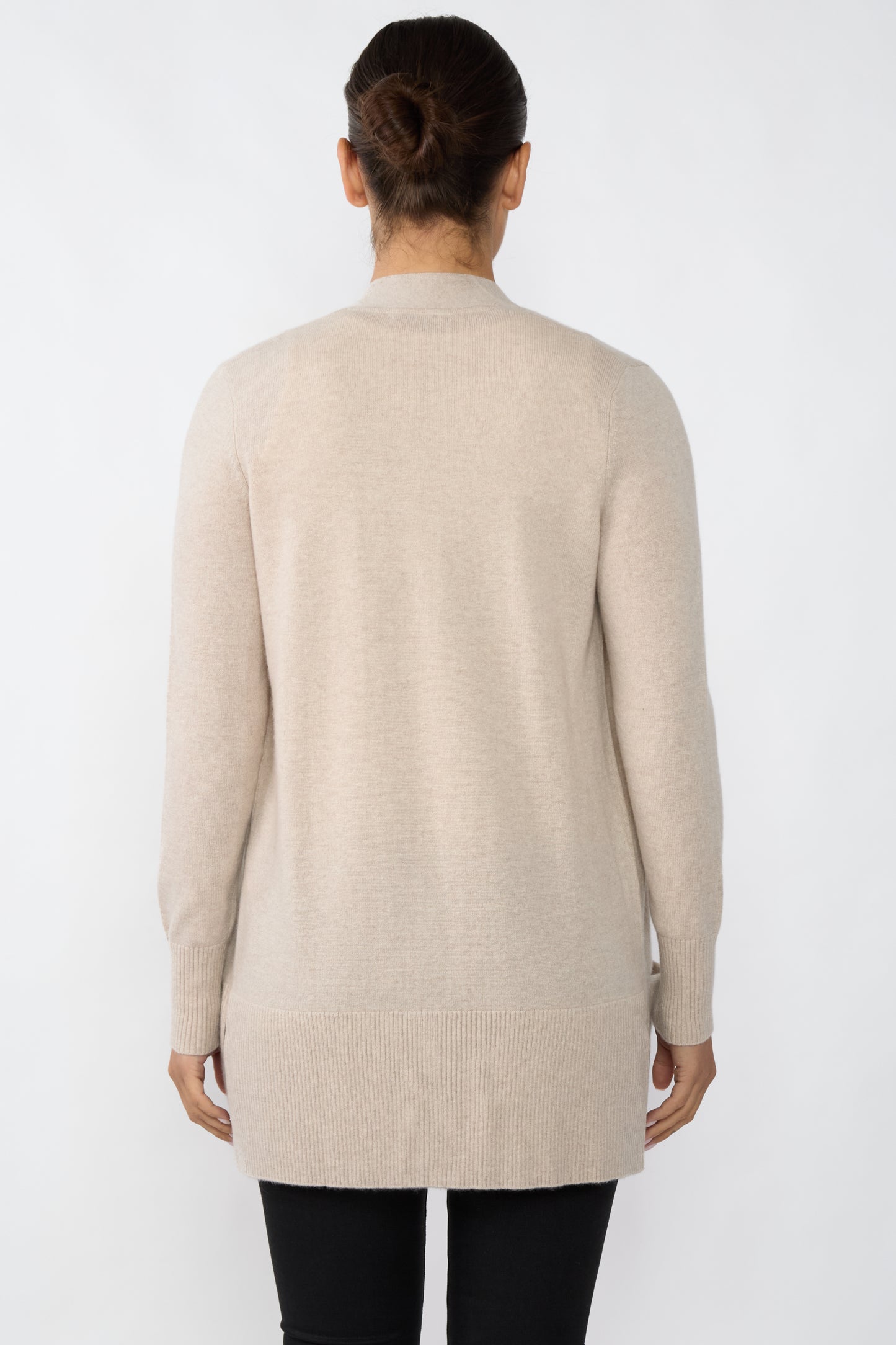 JENNIE LIU Womens 100% Cashmere Open Cardigan Sweater | Long Cardigan Sweaters for Women