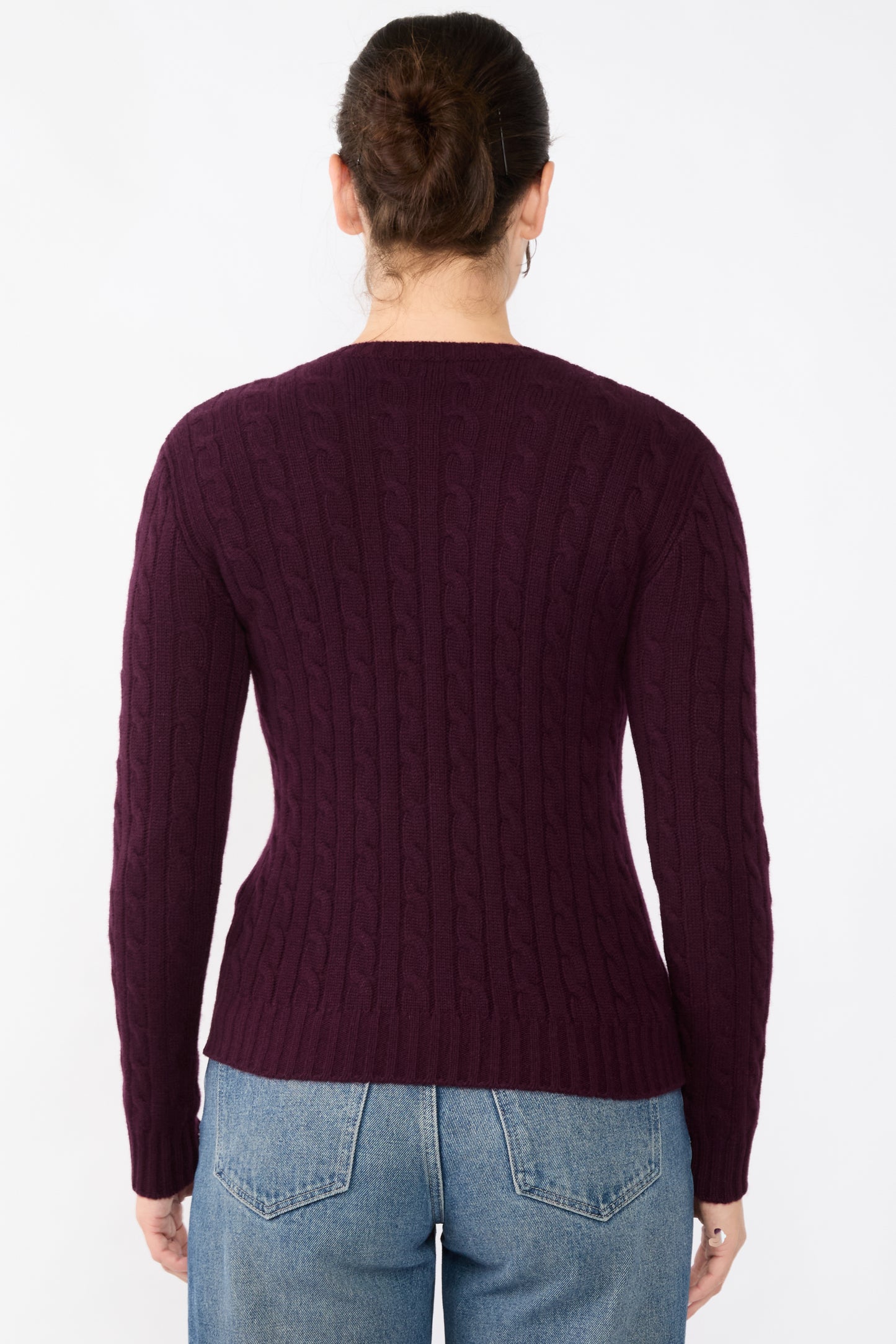 JENNIE LIU 100% Cashmere Crewneck Sweater | Chuncky Cashmere Cable-knit Sweaters for Women