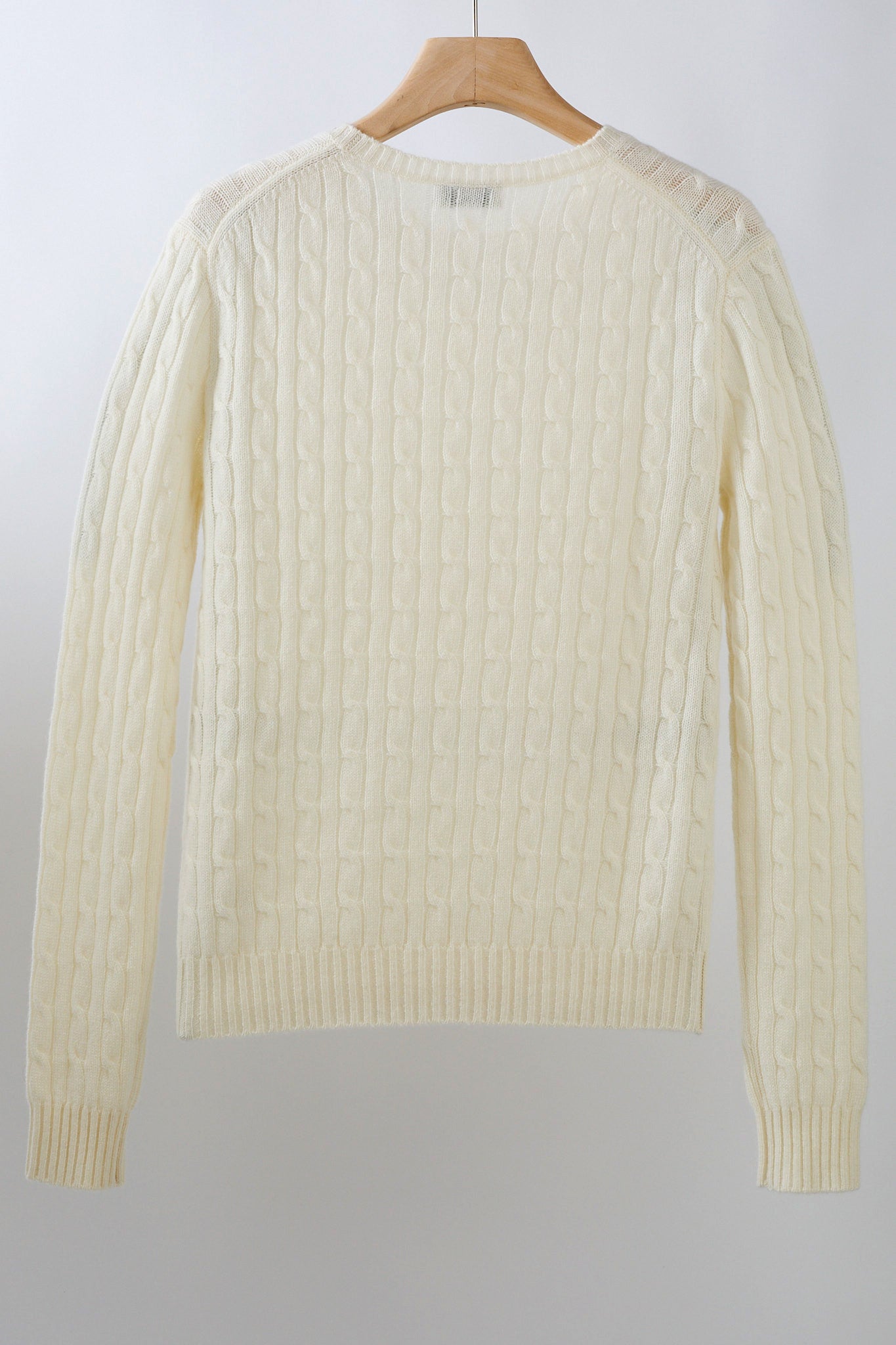 JENNIE LIU Women's 100% Cashmere Cable-knit Long Sleeve Pullover Crew Neck Sweater