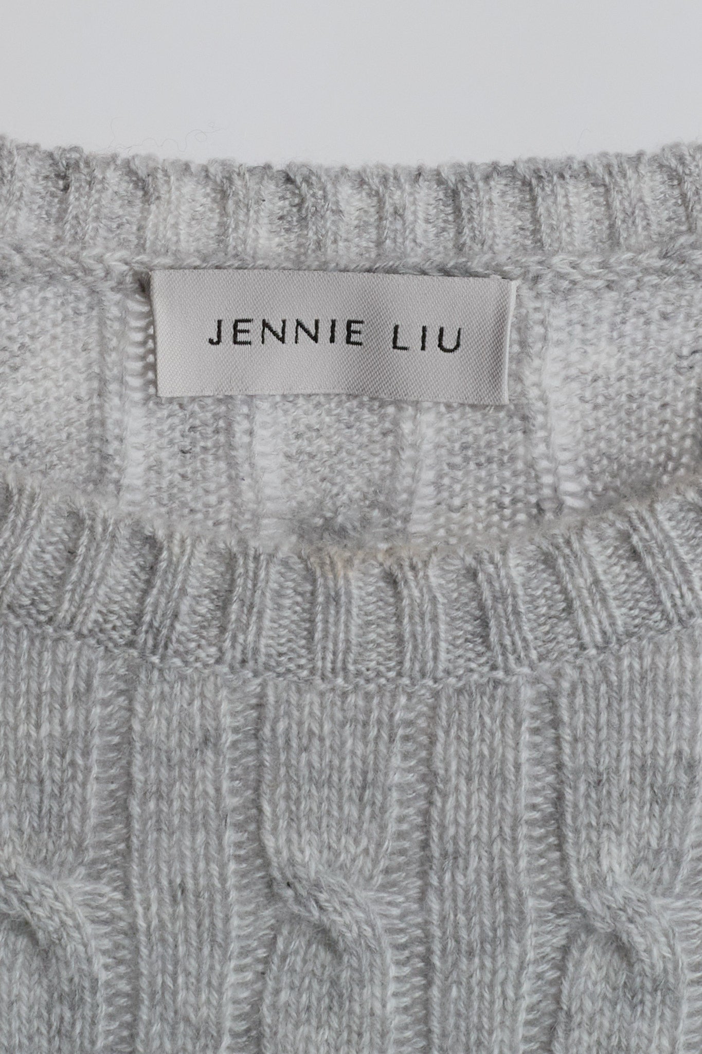JENNIE LIU Women's 100% Cashmere Cable-knit Long Sleeve Pullover Crew Neck Sweater