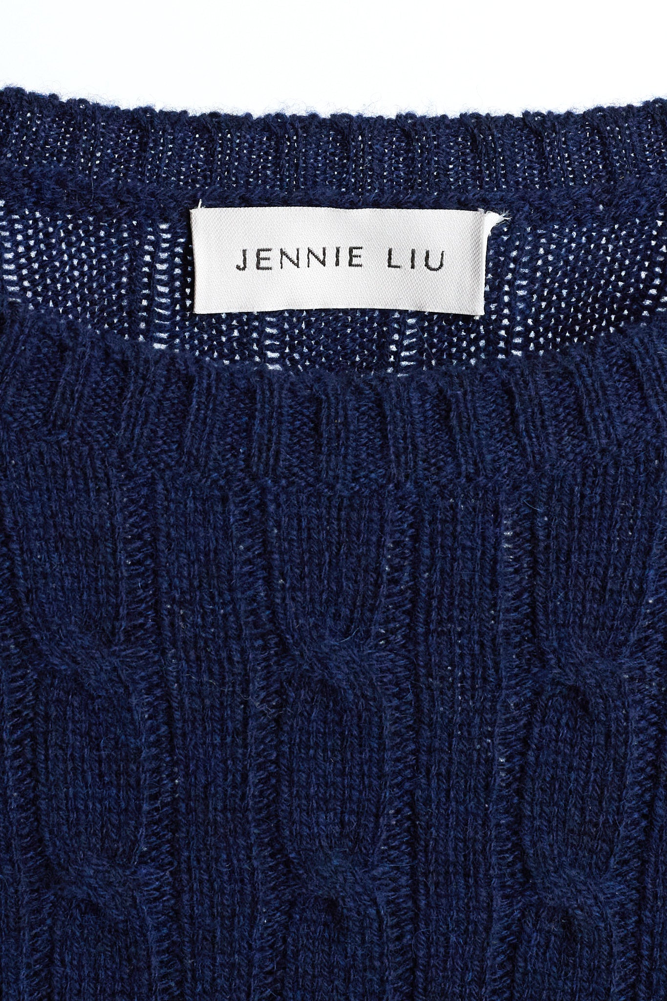 JENNIE LIU Women's 100% Cashmere Cable-knit Long Sleeve Pullover Crew Neck Sweater