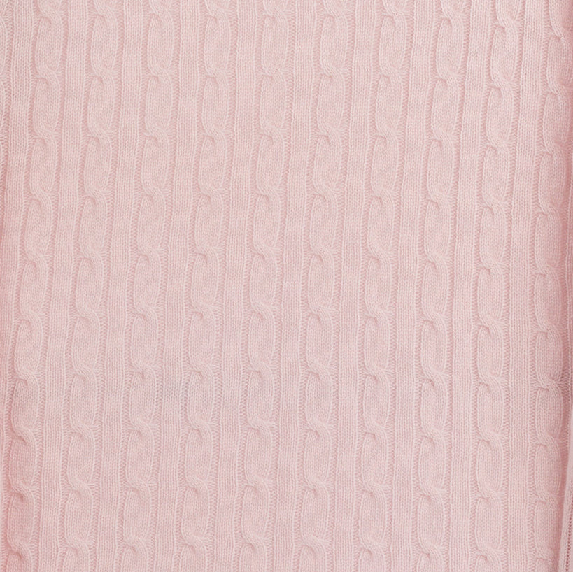 JENNIE LIU Women's 100% Cashmere Cable-knit Long Sleeve Pullover Crew Neck Sweater