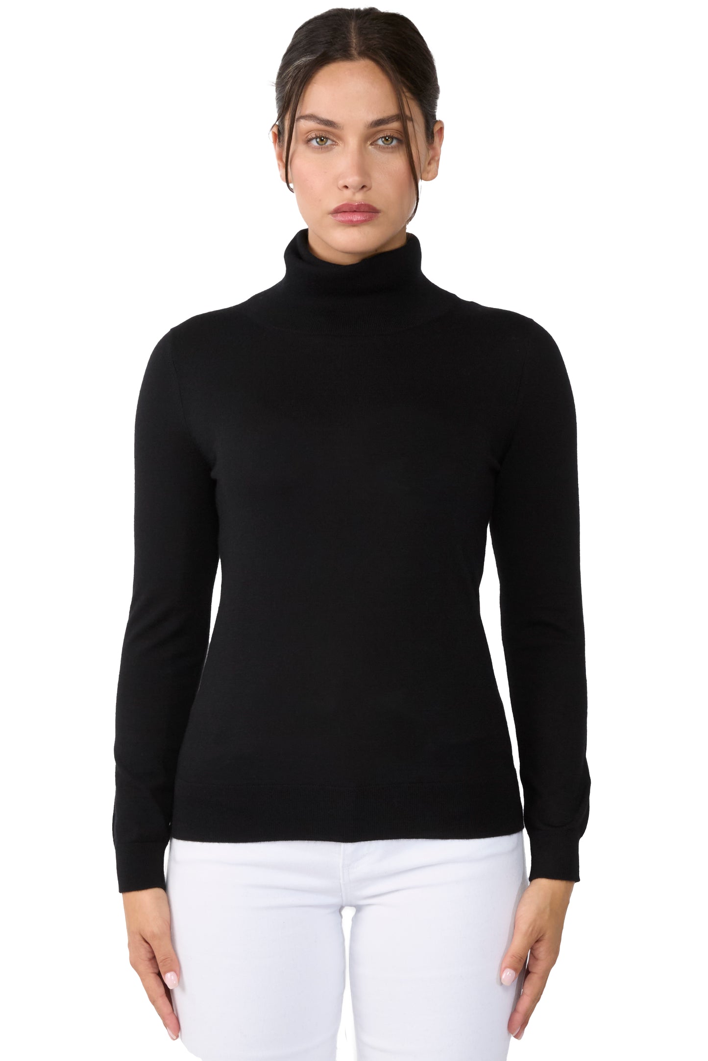 JENNIE LIU Womens 100% Cashmere Turtleneck Sweater | Tissue Weight Cashmere Sweaters for Women