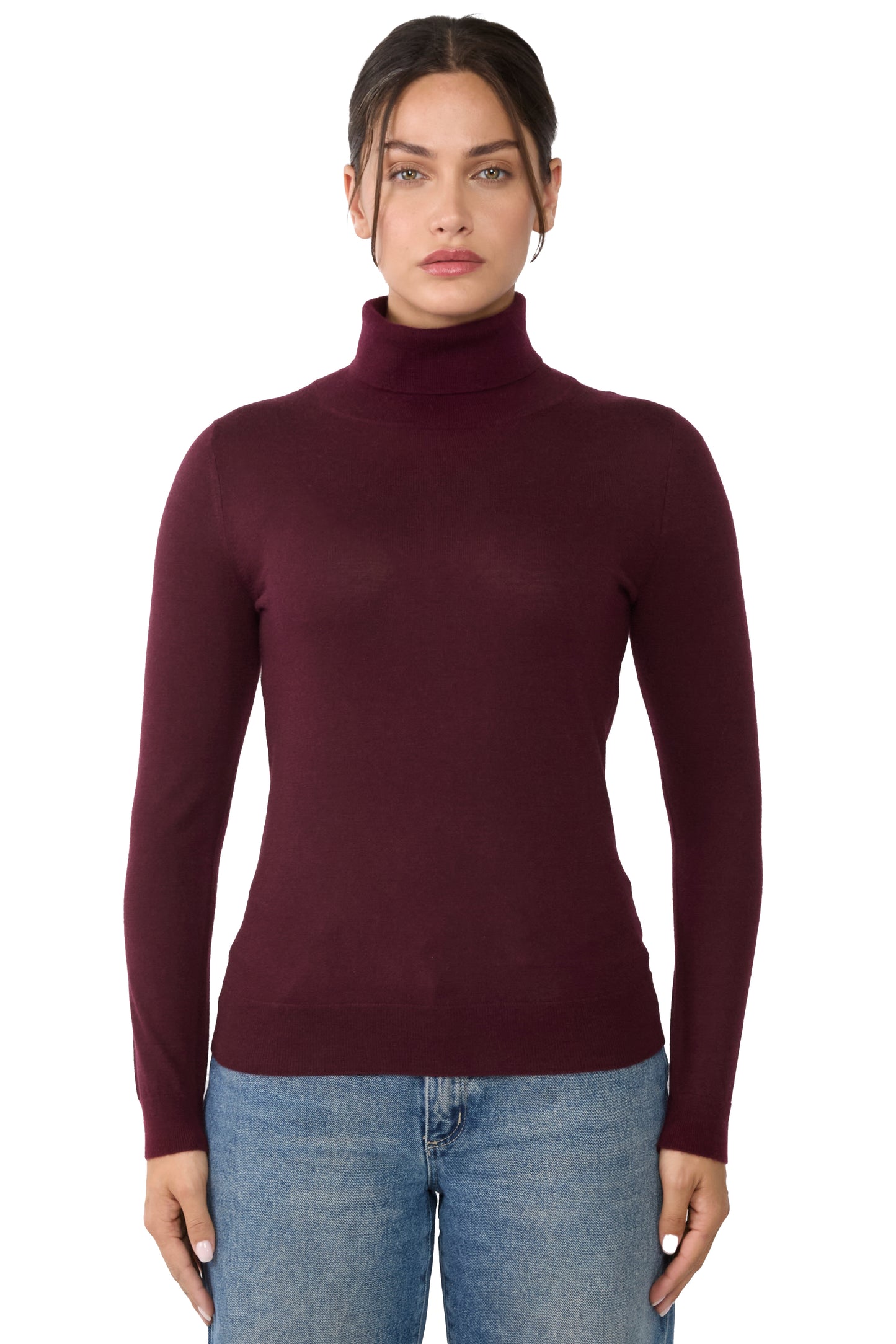 JENNIE LIU Womens 100% Cashmere Turtleneck Sweater | Tissue Weight Cashmere Sweaters for Women