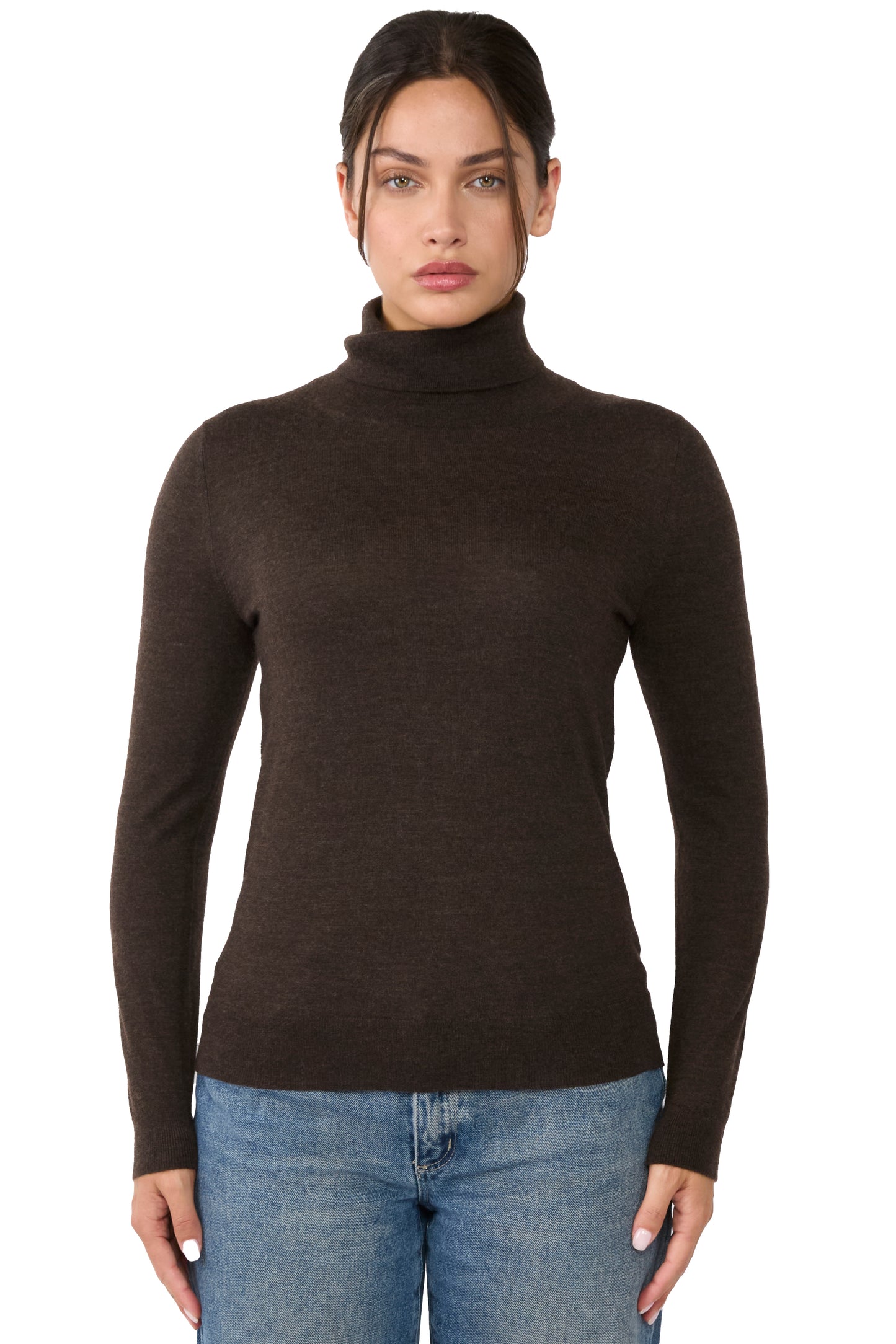 JENNIE LIU Womens 100% Cashmere Turtleneck Sweater | Tissue Weight Cashmere Sweaters for Women