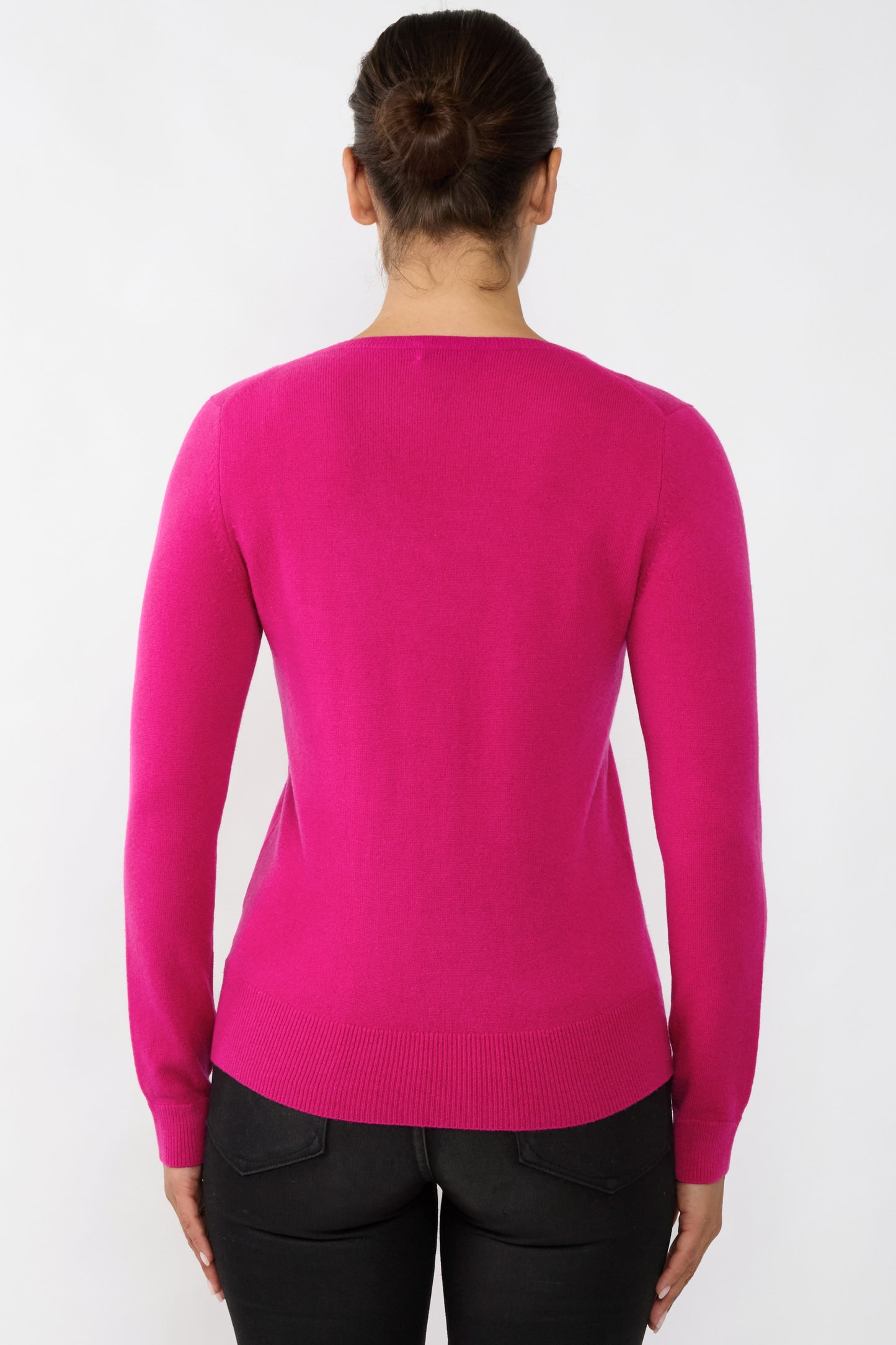 JENNIE LIU Women's 100% Pure Cashmere Long Sleeve Pullover V Neck Sweater