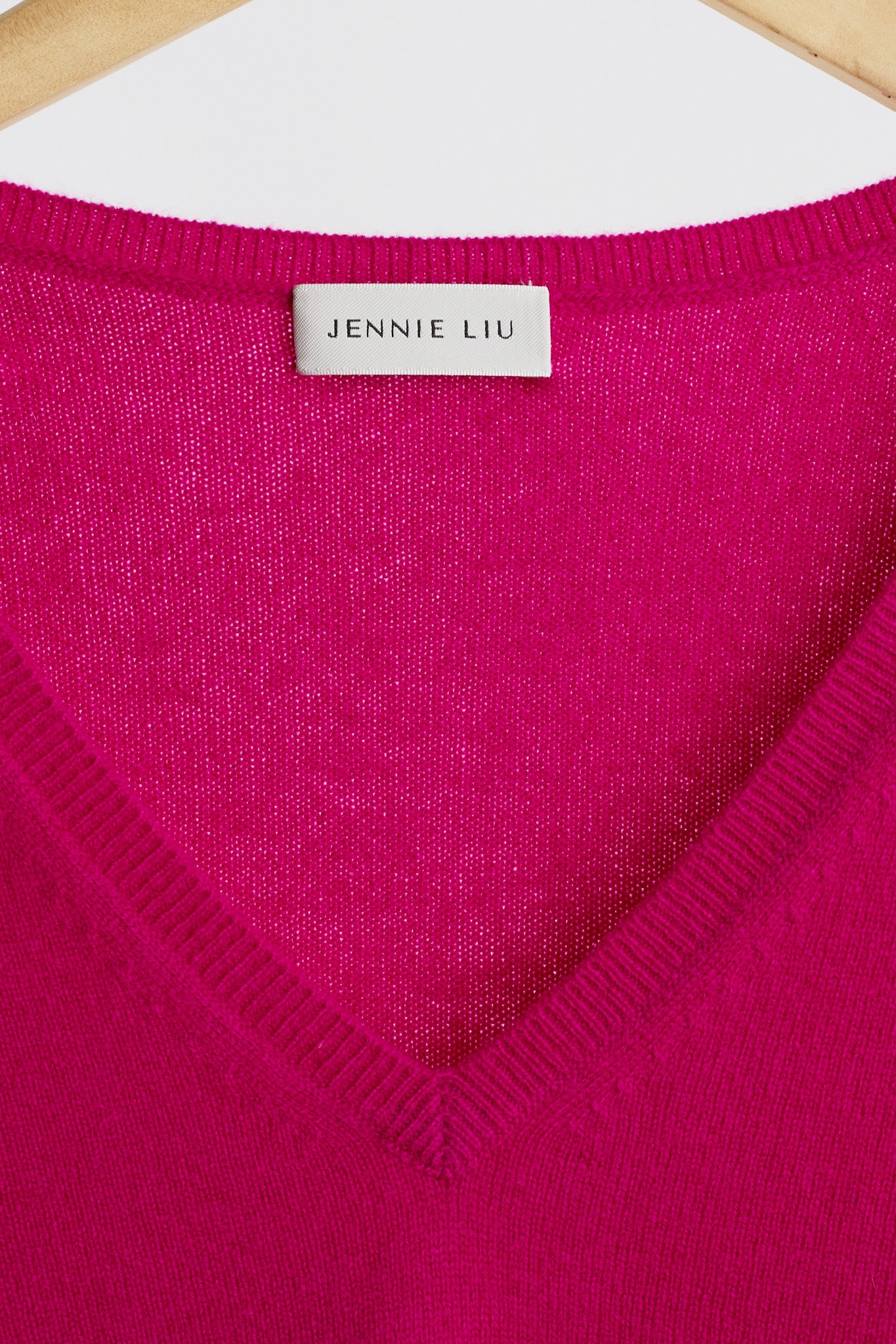 JENNIE LIU Women's 100% Pure Cashmere Long Sleeve Pullover V Neck Sweater
