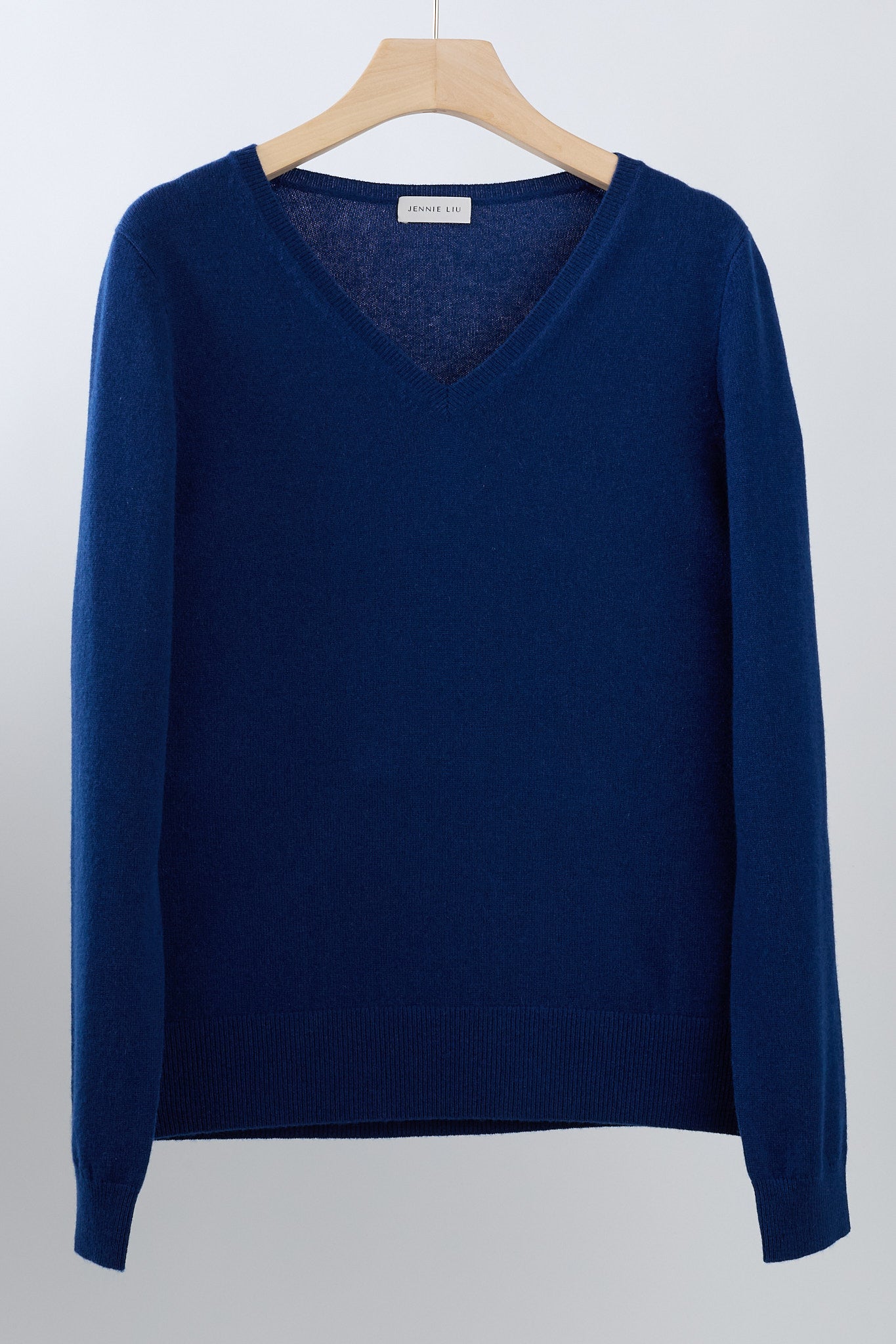 JENNIE LIU Women's 100% Pure Cashmere Long Sleeve Pullover V Neck Sweater