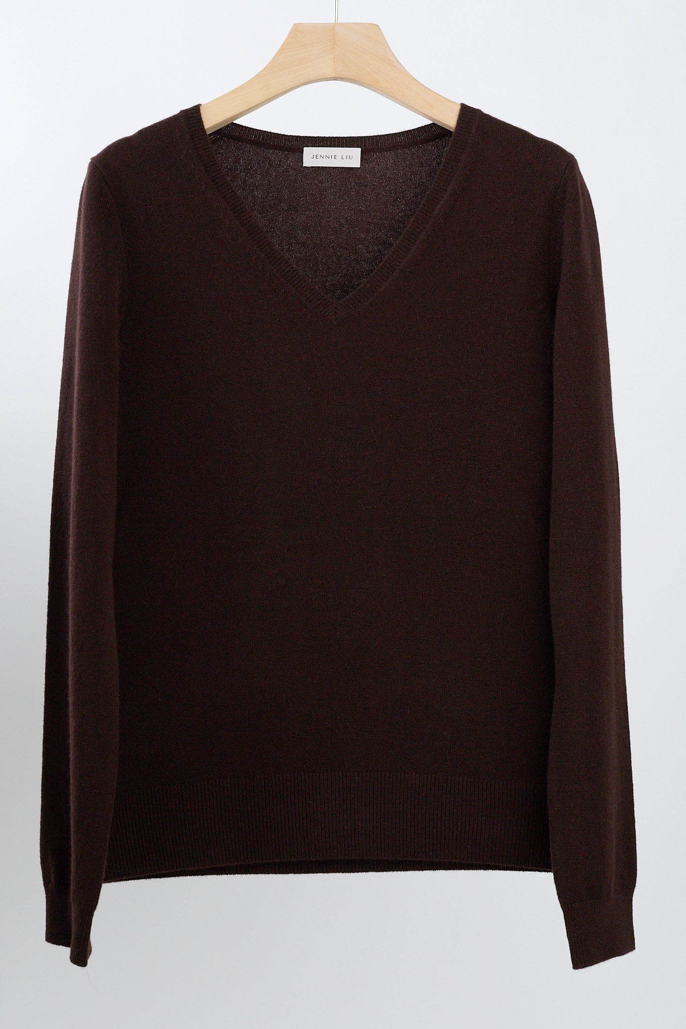 JENNIE LIU Women's 100% Pure Cashmere Long Sleeve Pullover V Neck Sweater