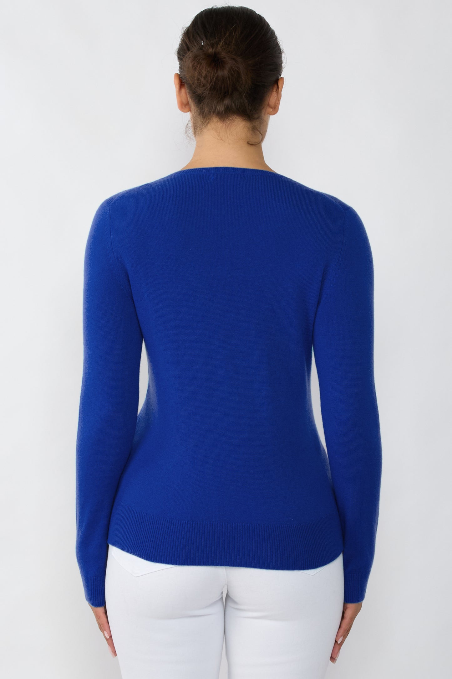 JENNIE LIU Women's 100% Pure Cashmere Long Sleeve Pullover V Neck Sweater