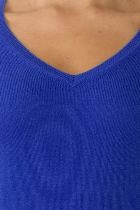 JENNIE LIU Women's 100% Pure Cashmere Long Sleeve Pullover V Neck Sweater