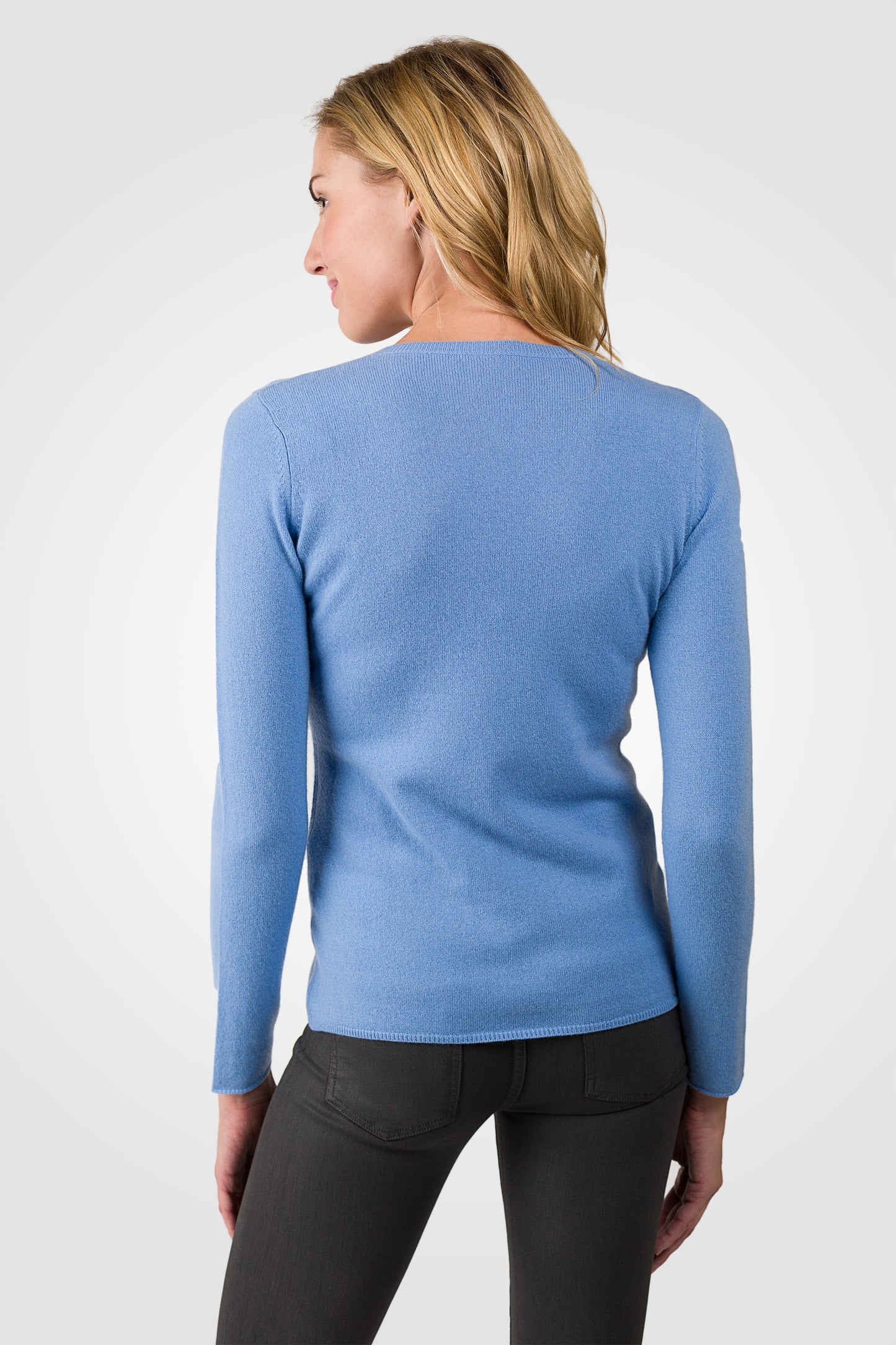 JENNIE LIU Women's 100% Pure Cashmere Long Sleeve Pullover V Neck Sweater