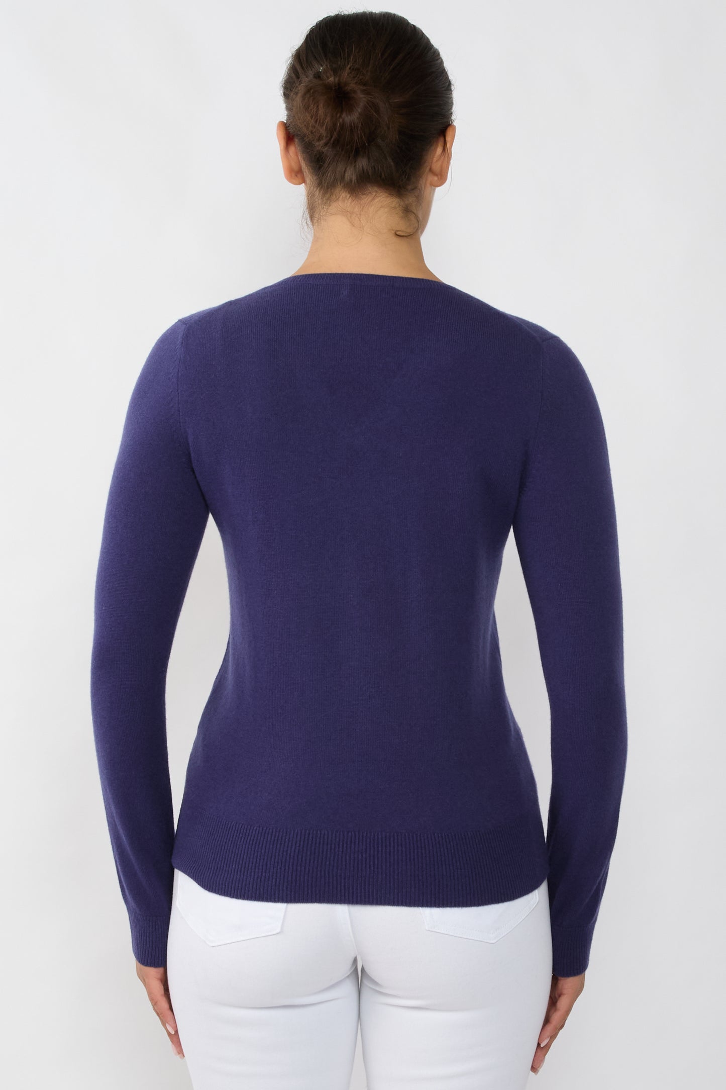 JENNIE LIU Women's 100% Pure Cashmere Long Sleeve Pullover V Neck Sweater