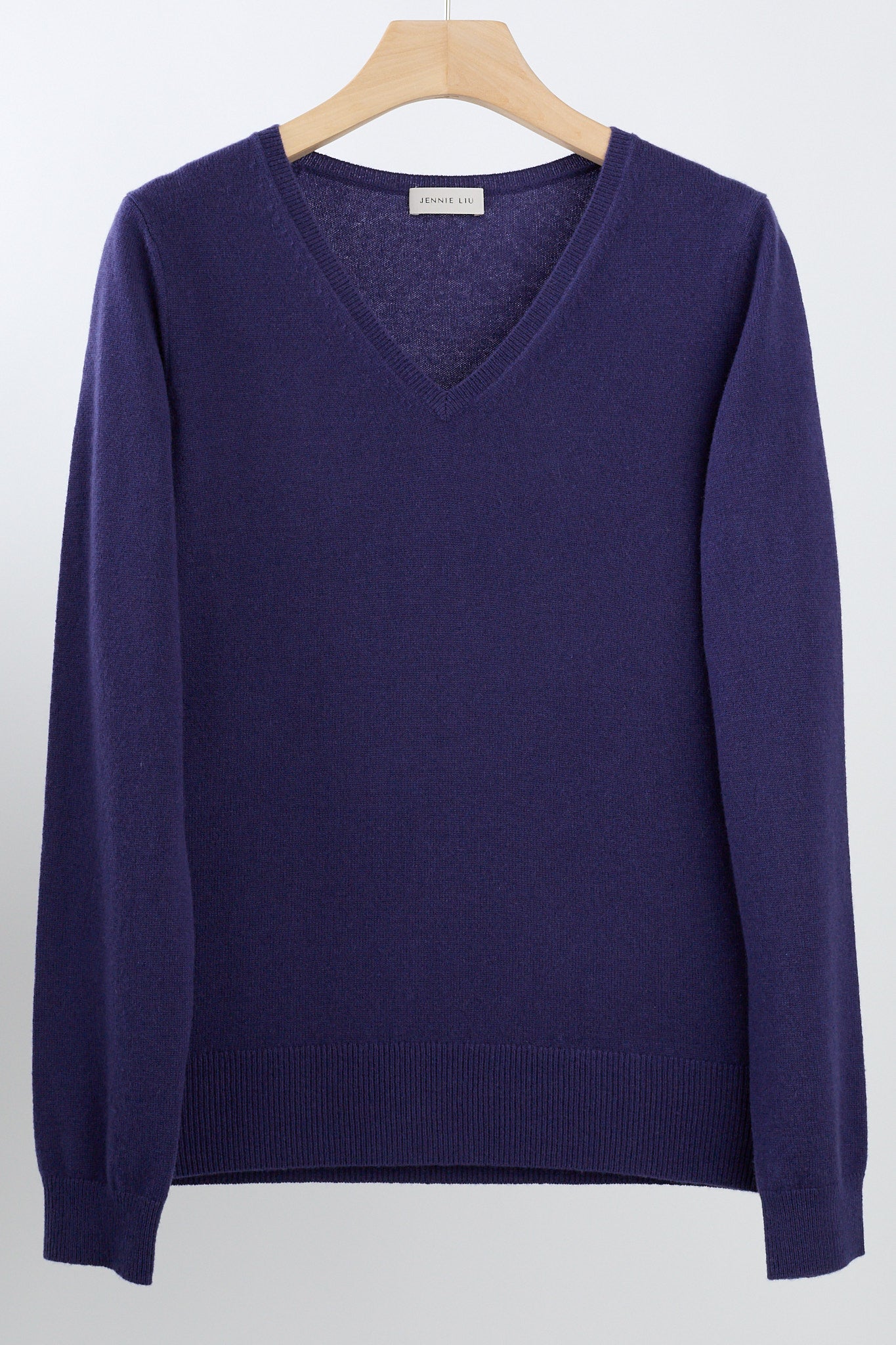 JENNIE LIU Women's 100% Pure Cashmere Long Sleeve Pullover V Neck Sweater