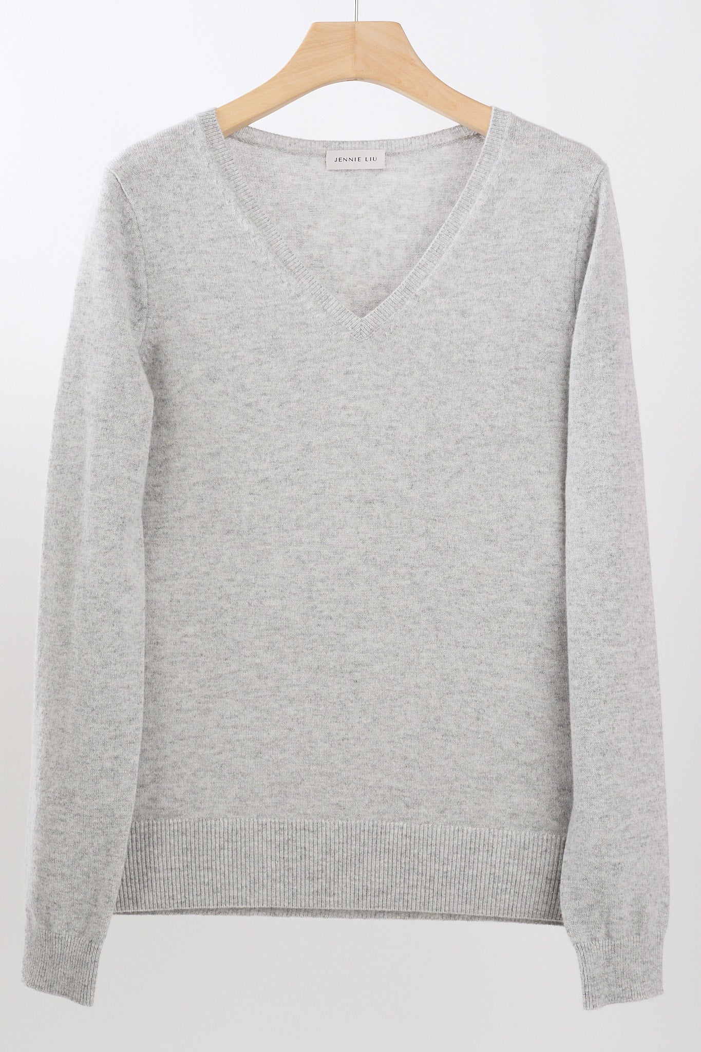 JENNIE LIU Women's 100% Pure Cashmere Long Sleeve Pullover V Neck Sweater