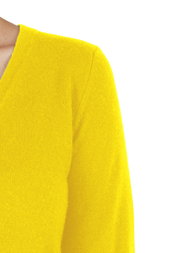 JENNIE LIU Women's 100% Pure Cashmere Long Sleeve Pullover V Neck Sweater