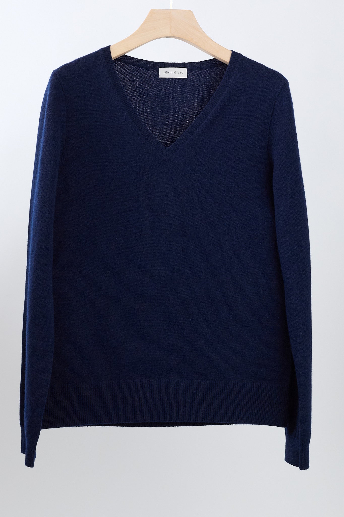 JENNIE LIU Women's 100% Pure Cashmere Long Sleeve Pullover V Neck Sweater