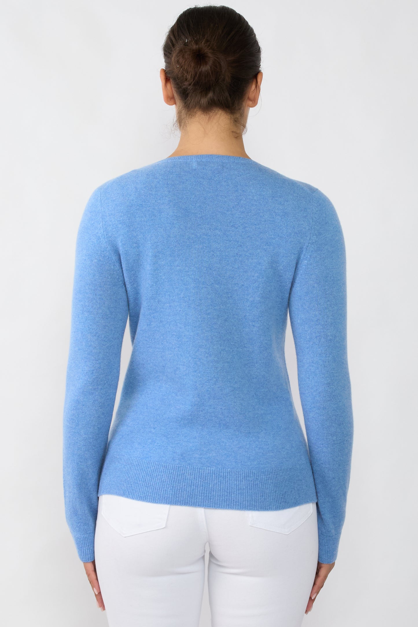 JENNIE LIU Women's 100% Pure Cashmere Long Sleeve Pullover V Neck Sweater