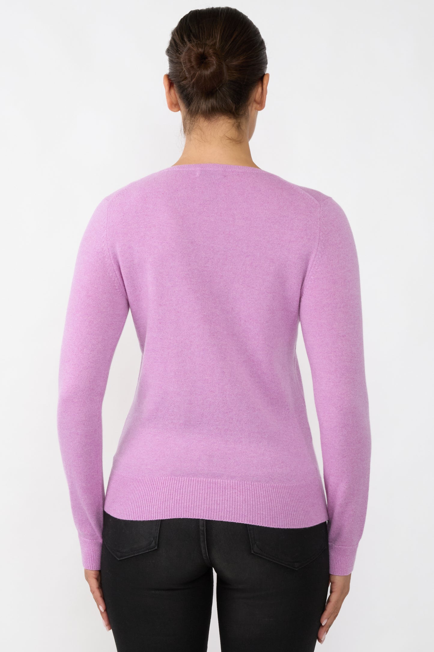 JENNIE LIU Women's 100% Pure Cashmere Long Sleeve Pullover V Neck Sweater