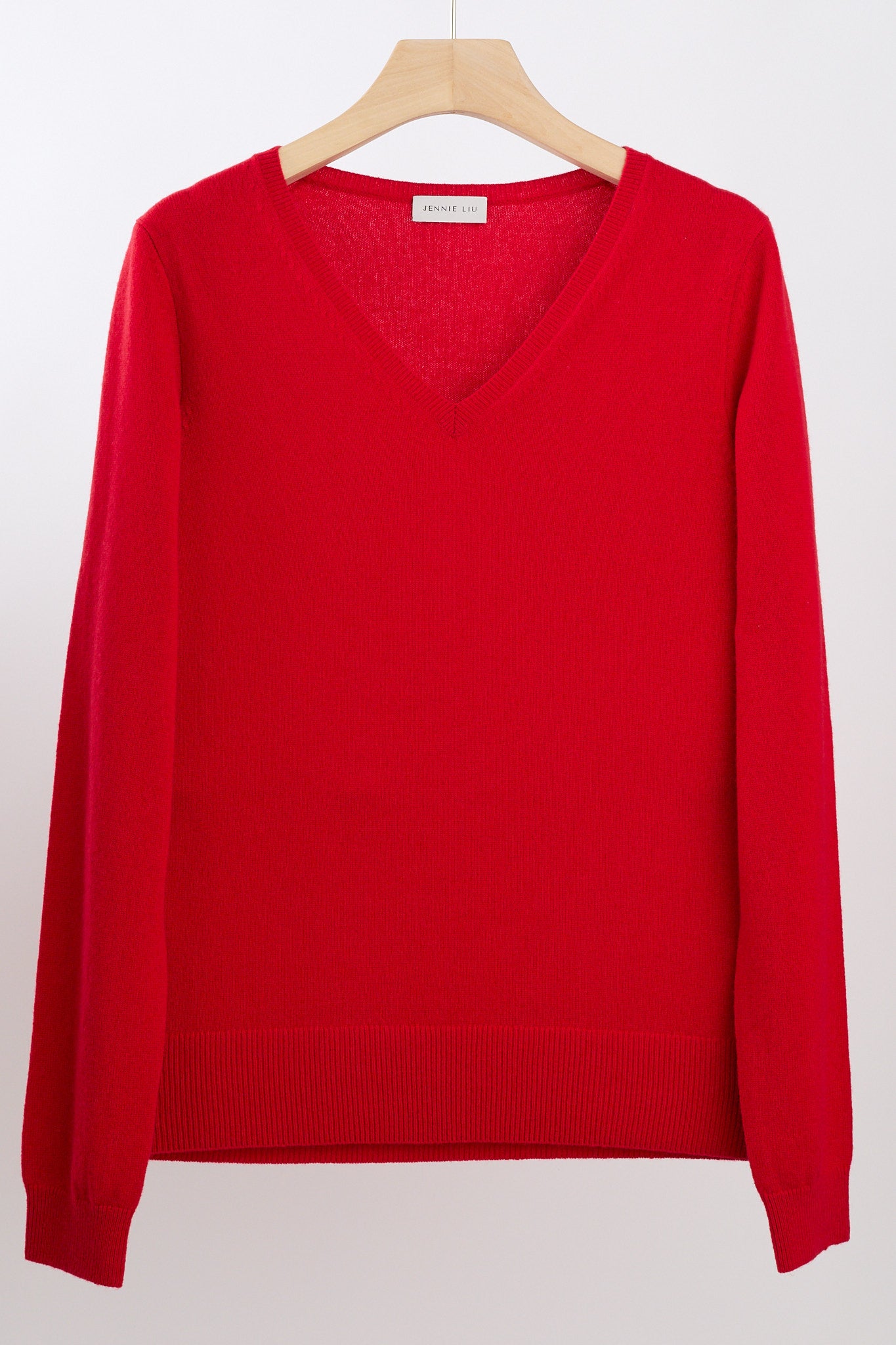 JENNIE LIU Women's 100% Pure Cashmere Long Sleeve Pullover V Neck Sweater