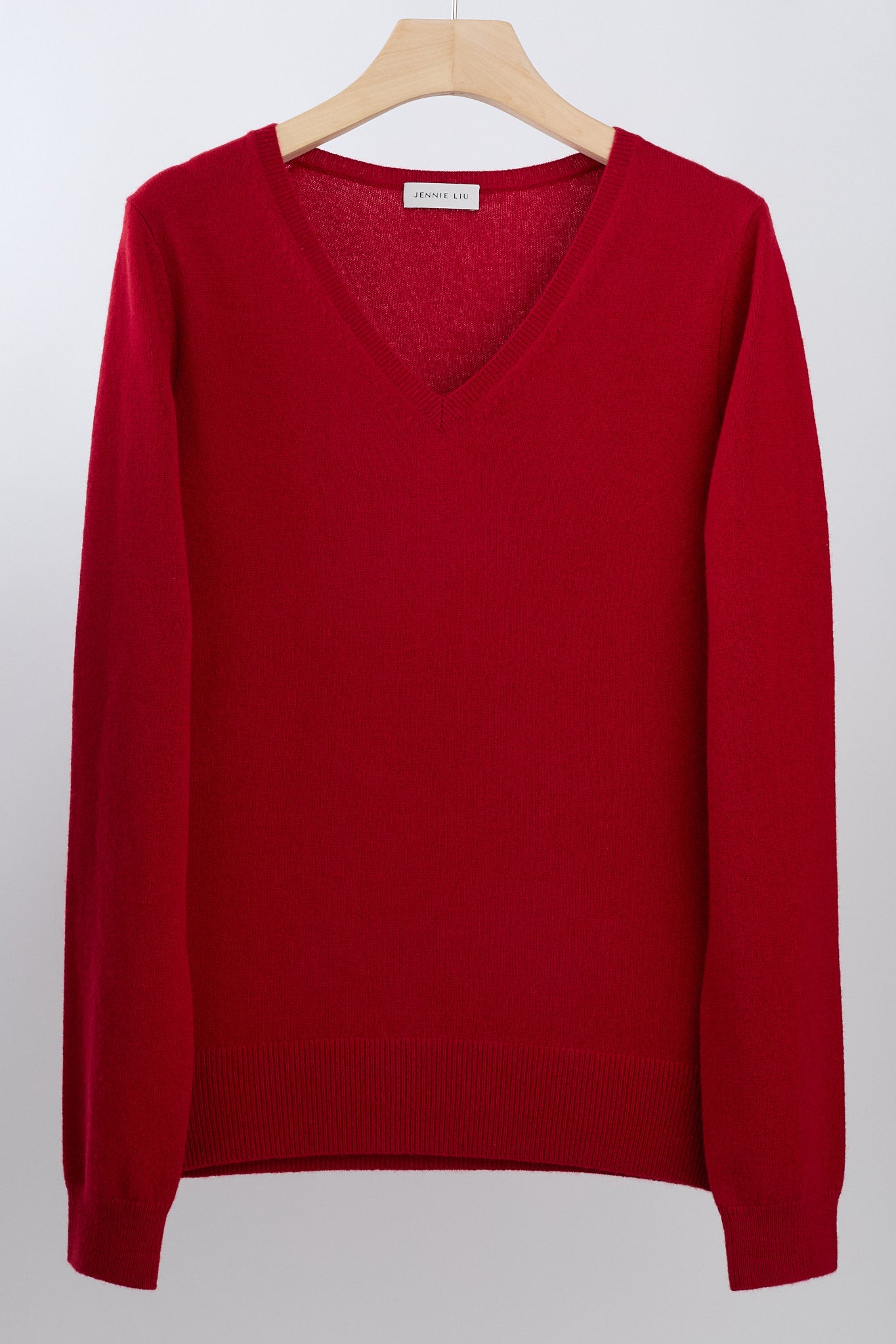JENNIE LIU Women's 100% Pure Cashmere Long Sleeve Pullover V Neck Sweater