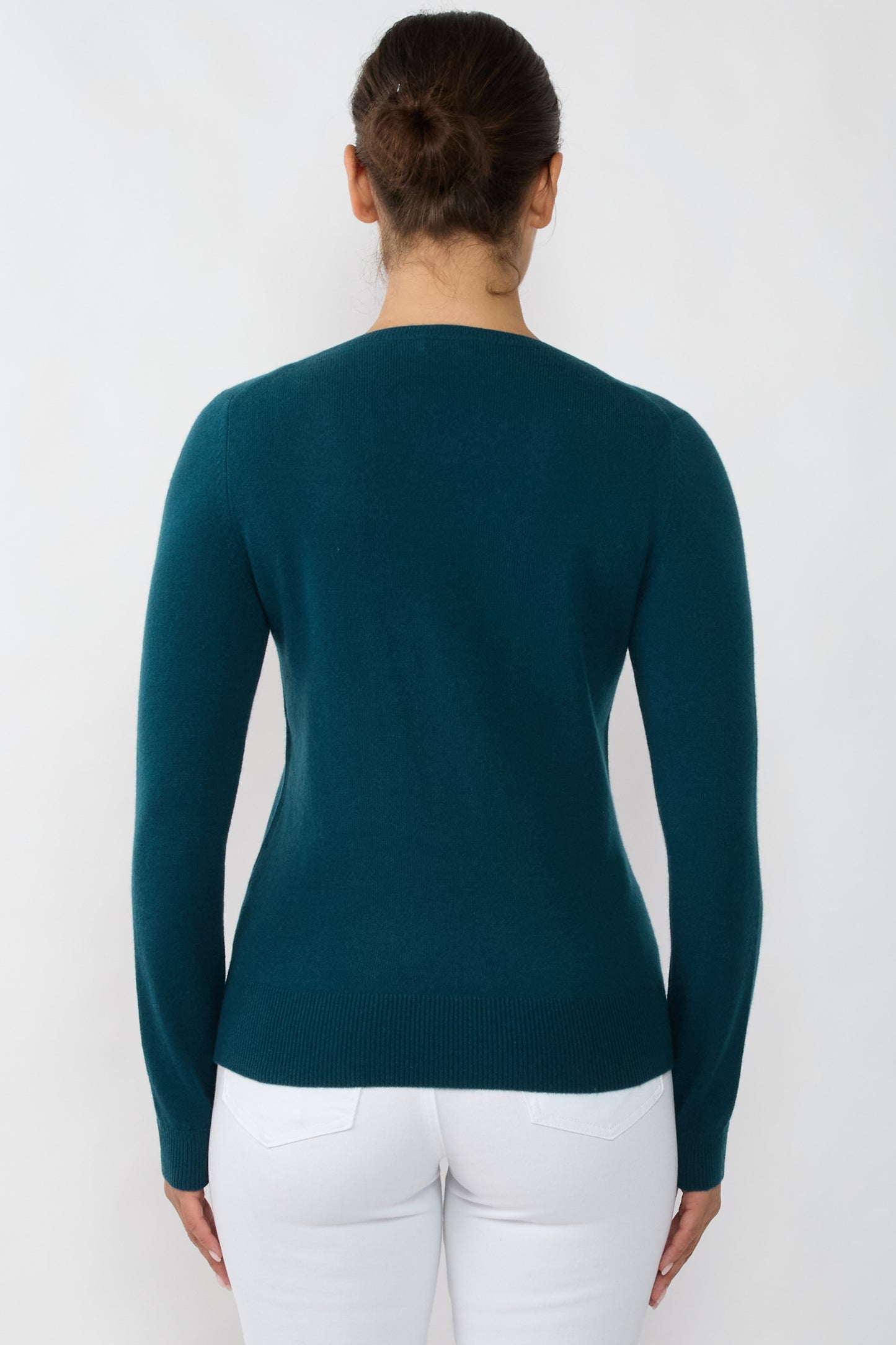 JENNIE LIU Women's 100% Pure Cashmere Long Sleeve Pullover V Neck Sweater