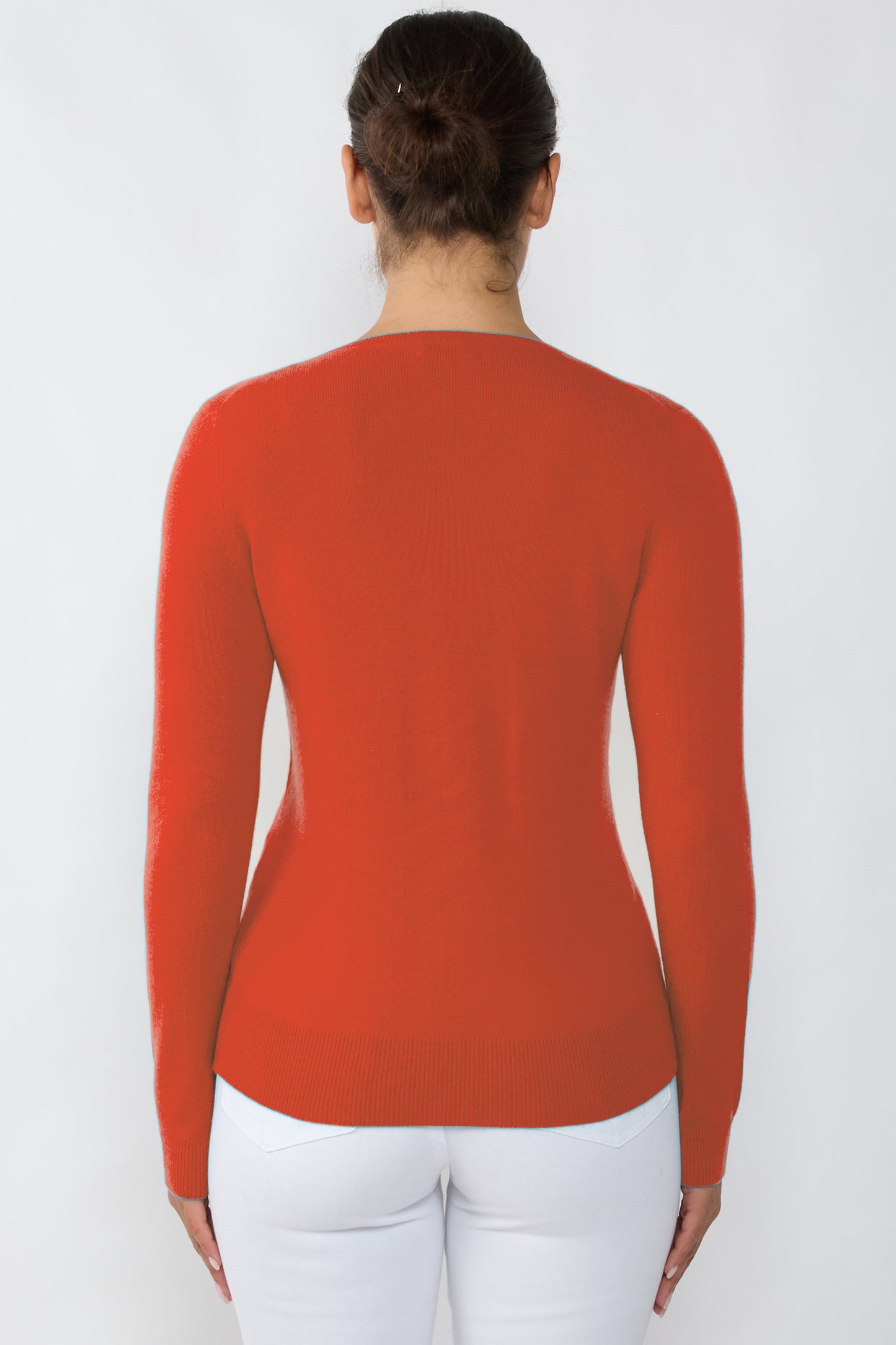 JENNIE LIU Women's 100% Pure Cashmere Long Sleeve Pullover V Neck Sweater