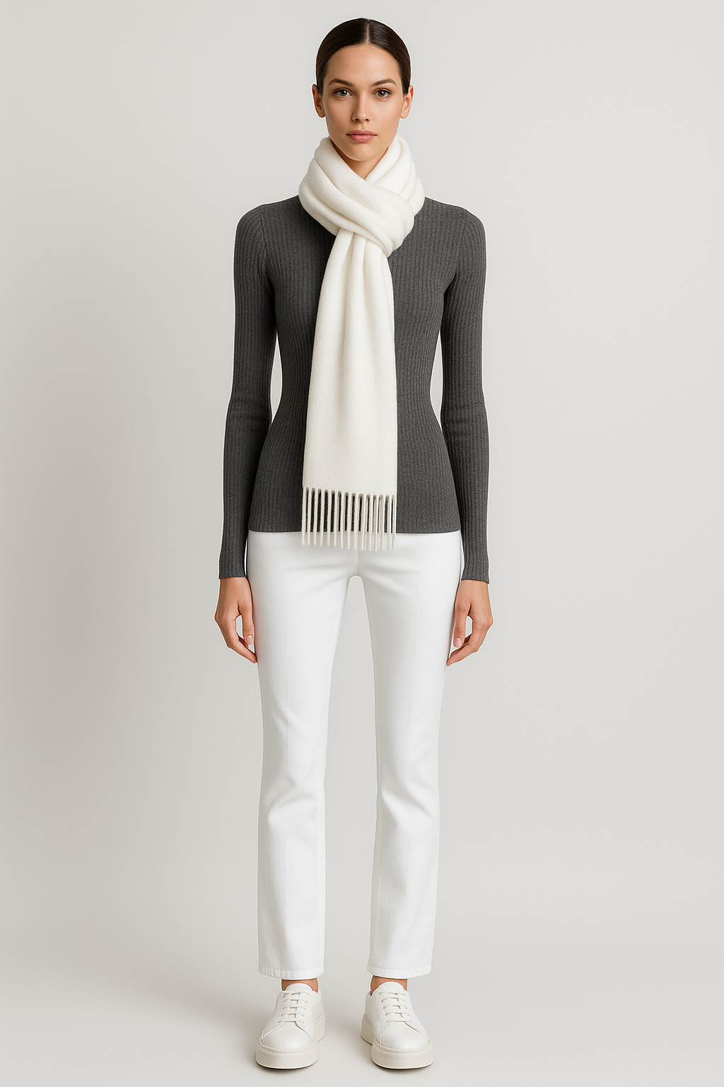 JENNIE LIU Women's 100% Pure Cashmere Scarf 75"x12" Cashmere Scarves for Women