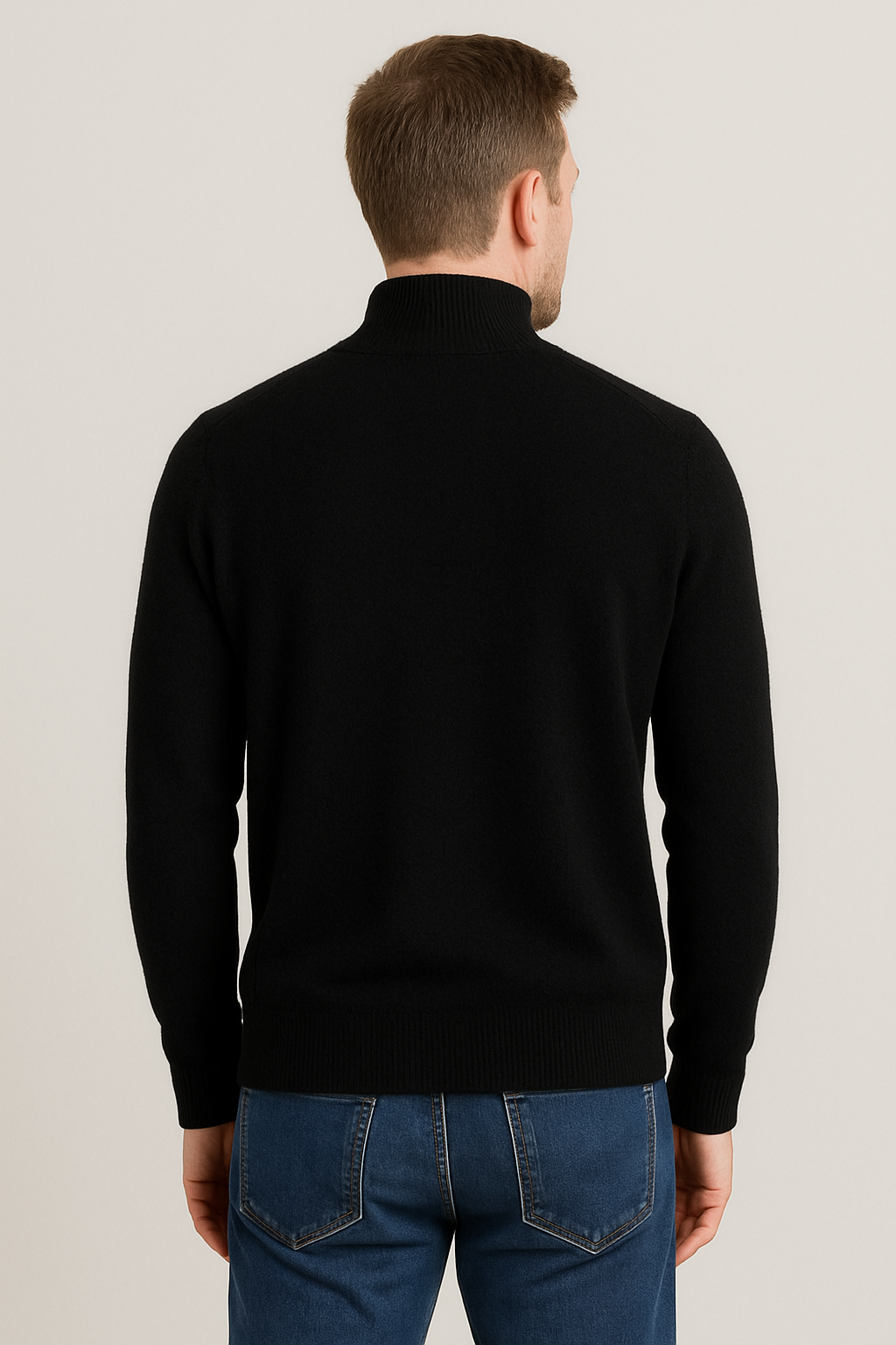 JENNIE LIU Men's 100% Cashmere Quarter Zip Sweater | Ultra-Soft, Breathable Knit for Golf & Cold Weather