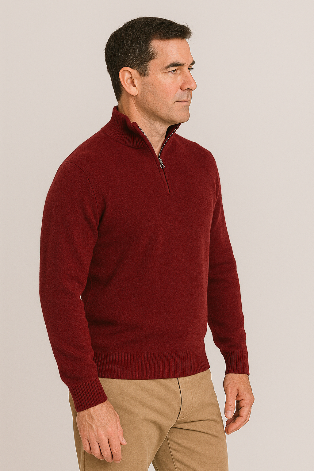JENNIE LIU Men's 100% Cashmere Quarter Zip Sweater | Ultra-Soft, Breathable Knit for Golf & Cold Weather