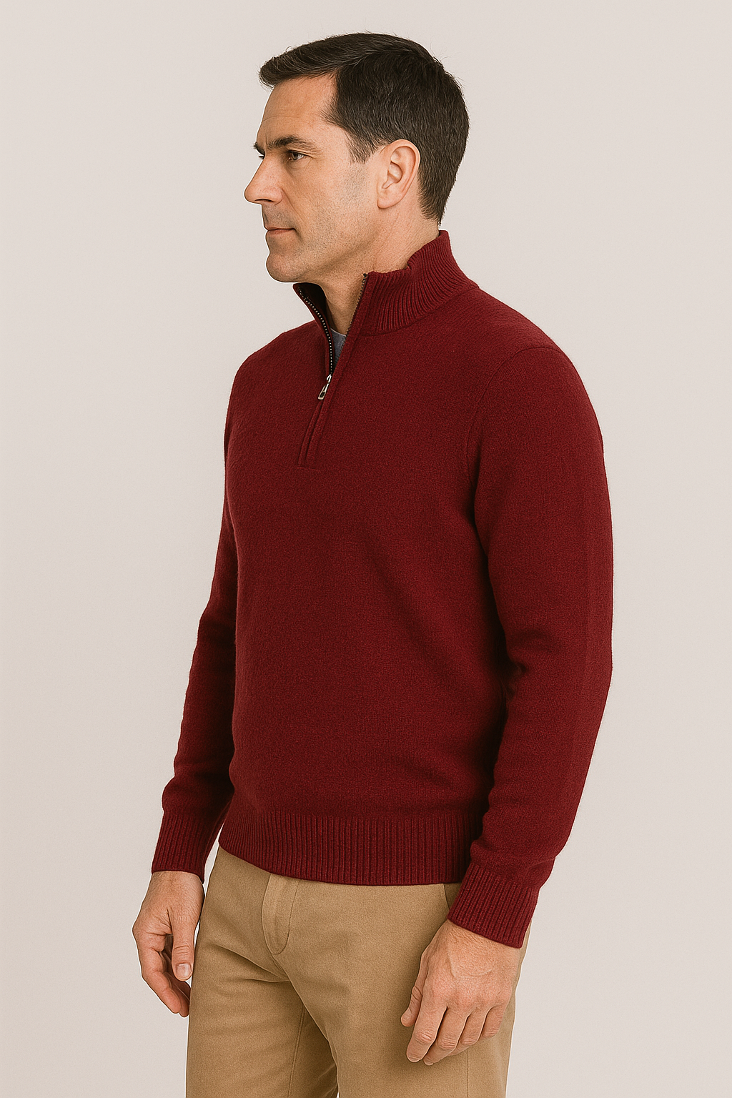 JENNIE LIU Men's 100% Cashmere Quarter Zip Sweater | Ultra-Soft, Breathable Knit for Golf & Cold Weather