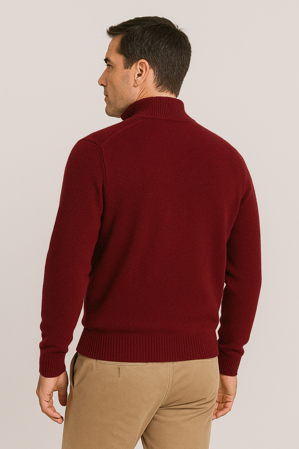 JENNIE LIU Men's 100% Cashmere Quarter Zip Sweater | Ultra-Soft, Breathable Knit for Golf & Cold Weather