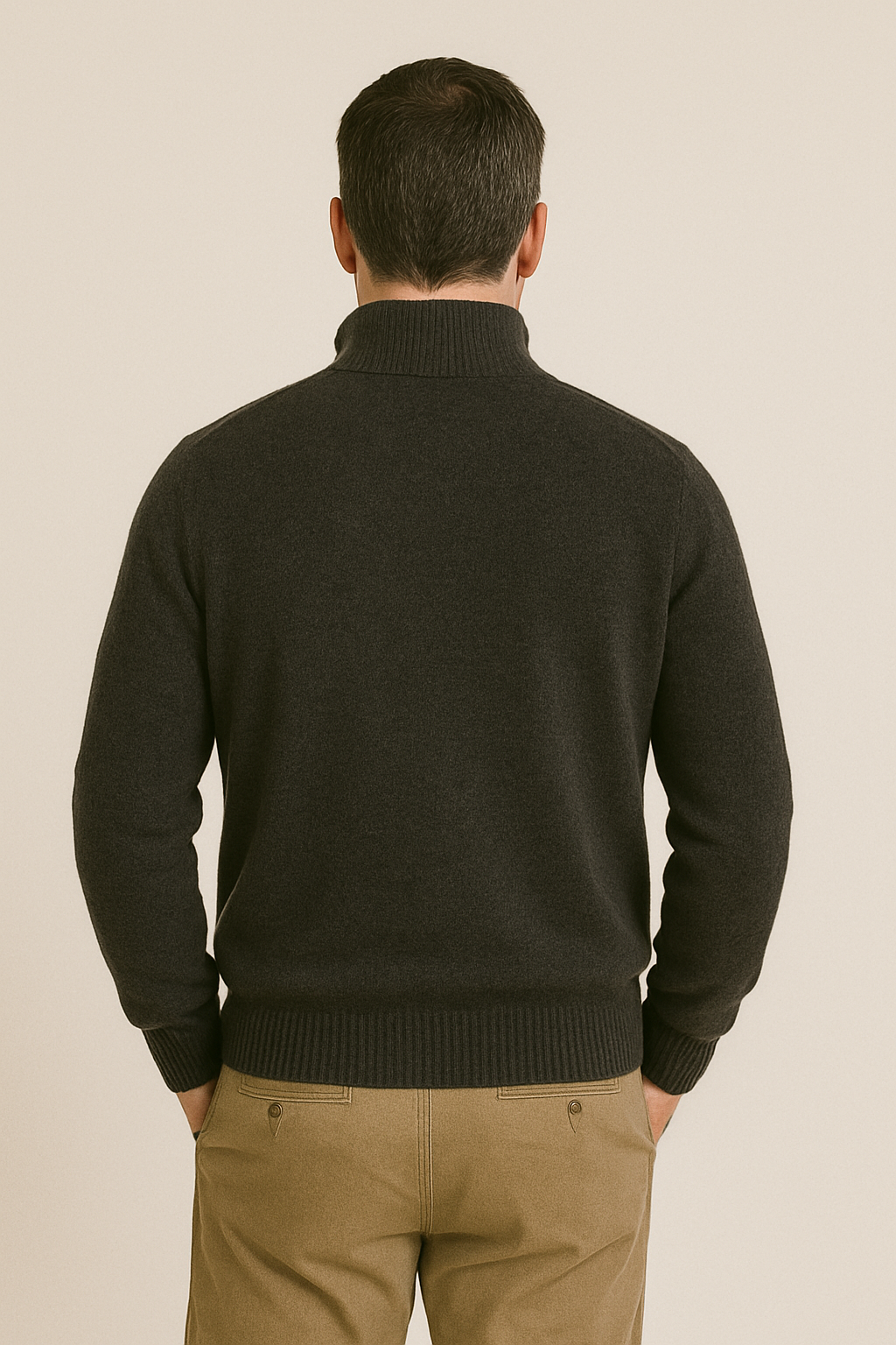 JENNIE LIU Men's 100% Cashmere Quarter Zip Sweater | Ultra-Soft, Breathable Knit for Golf & Cold Weather