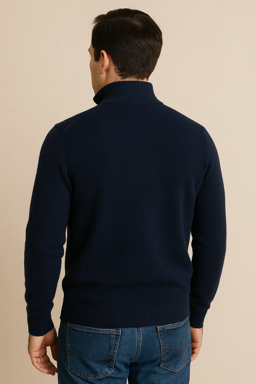 JENNIE LIU Men's 100% Cashmere Quarter Zip Sweater | Ultra-Soft, Breathable Knit for Golf & Cold Weather
