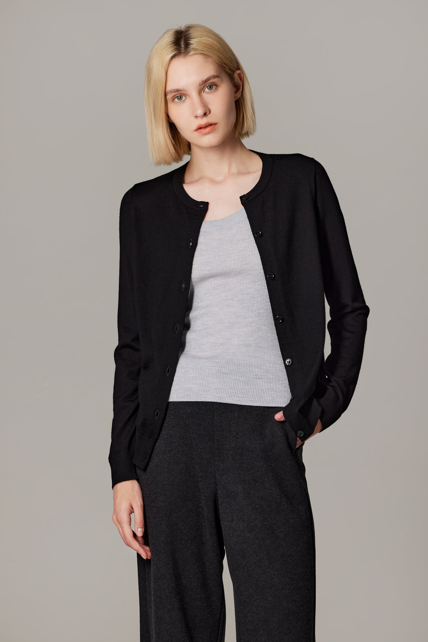 JENNIE LIU Women's 100% Merino Wool Light Weight Cardigan | Ultra Soft Fine-gauge Sweaters for Women | Machine Washable