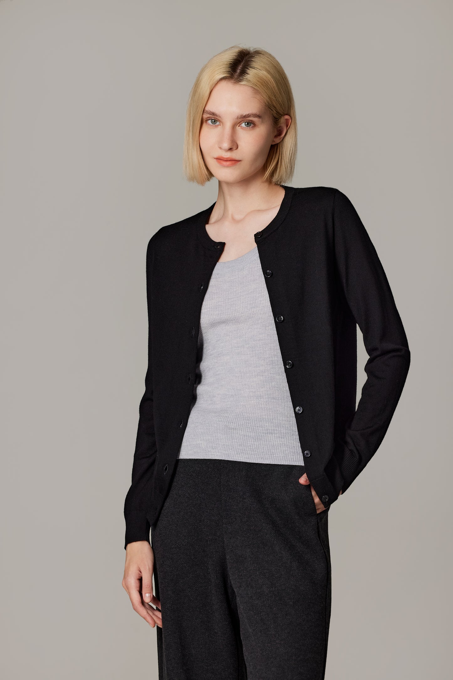 JENNIE LIU Women's 100% Merino Wool Light Weight Cardigan | Ultra Soft Fine-gauge Sweaters for Women | Machine Washable