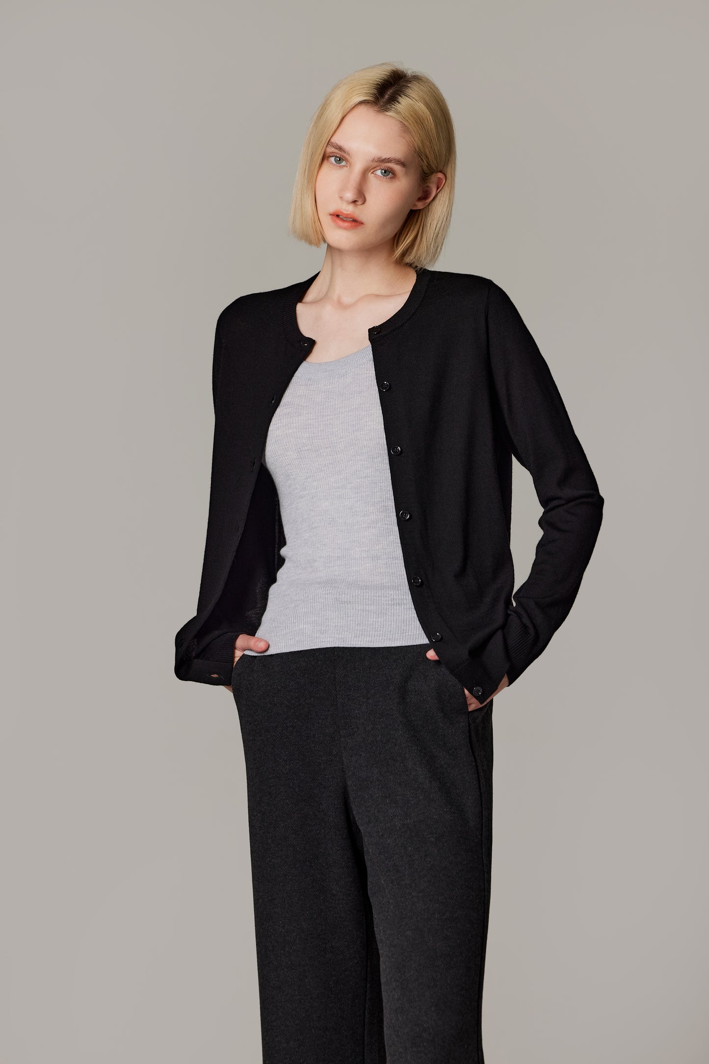 JENNIE LIU Women's 100% Merino Wool Light Weight Cardigan | Ultra Soft Fine-gauge Sweaters for Women | Machine Washable