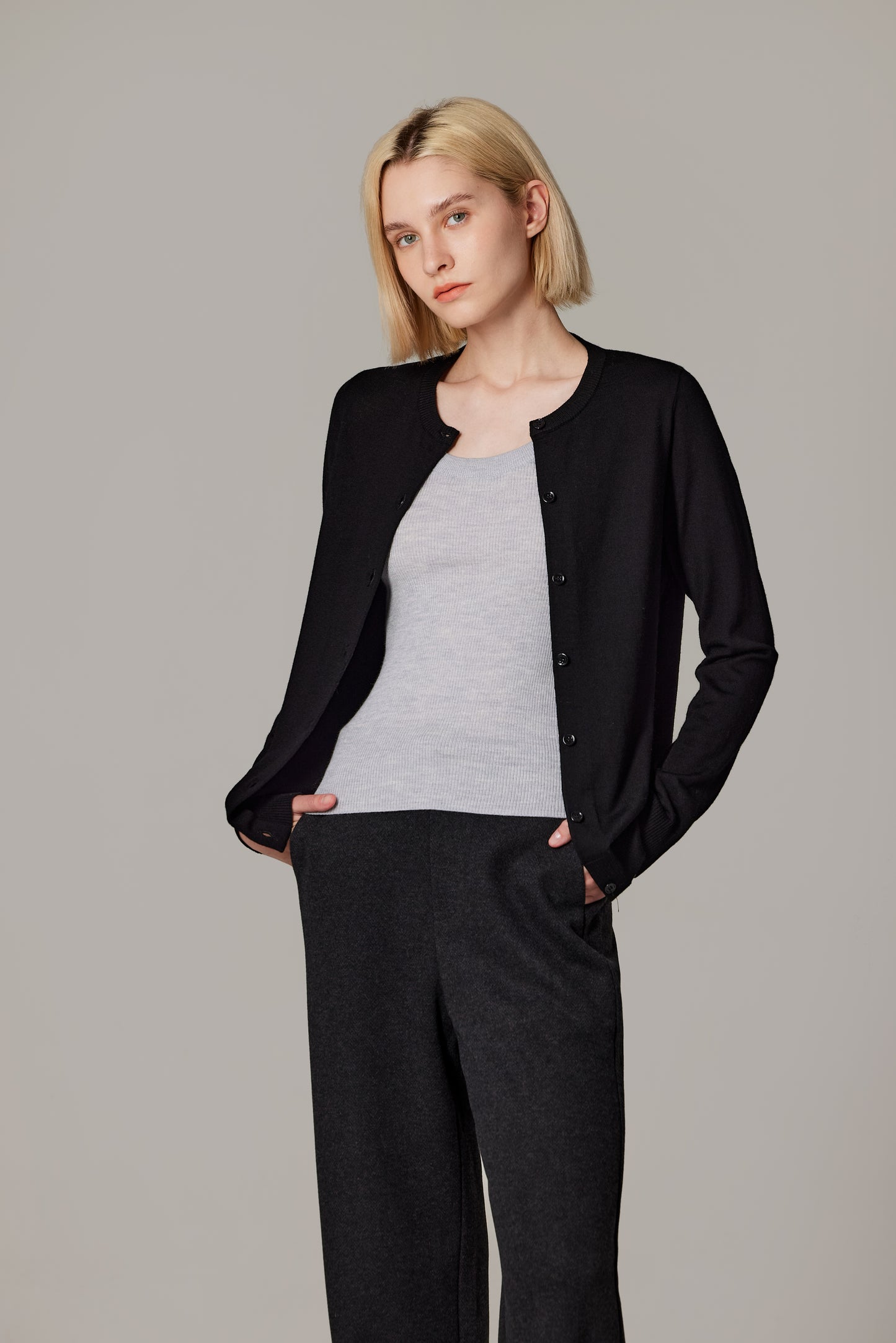 JENNIE LIU Women's 100% Merino Wool Light Weight Cardigan | Ultra Soft Fine-gauge Sweaters for Women | Machine Washable