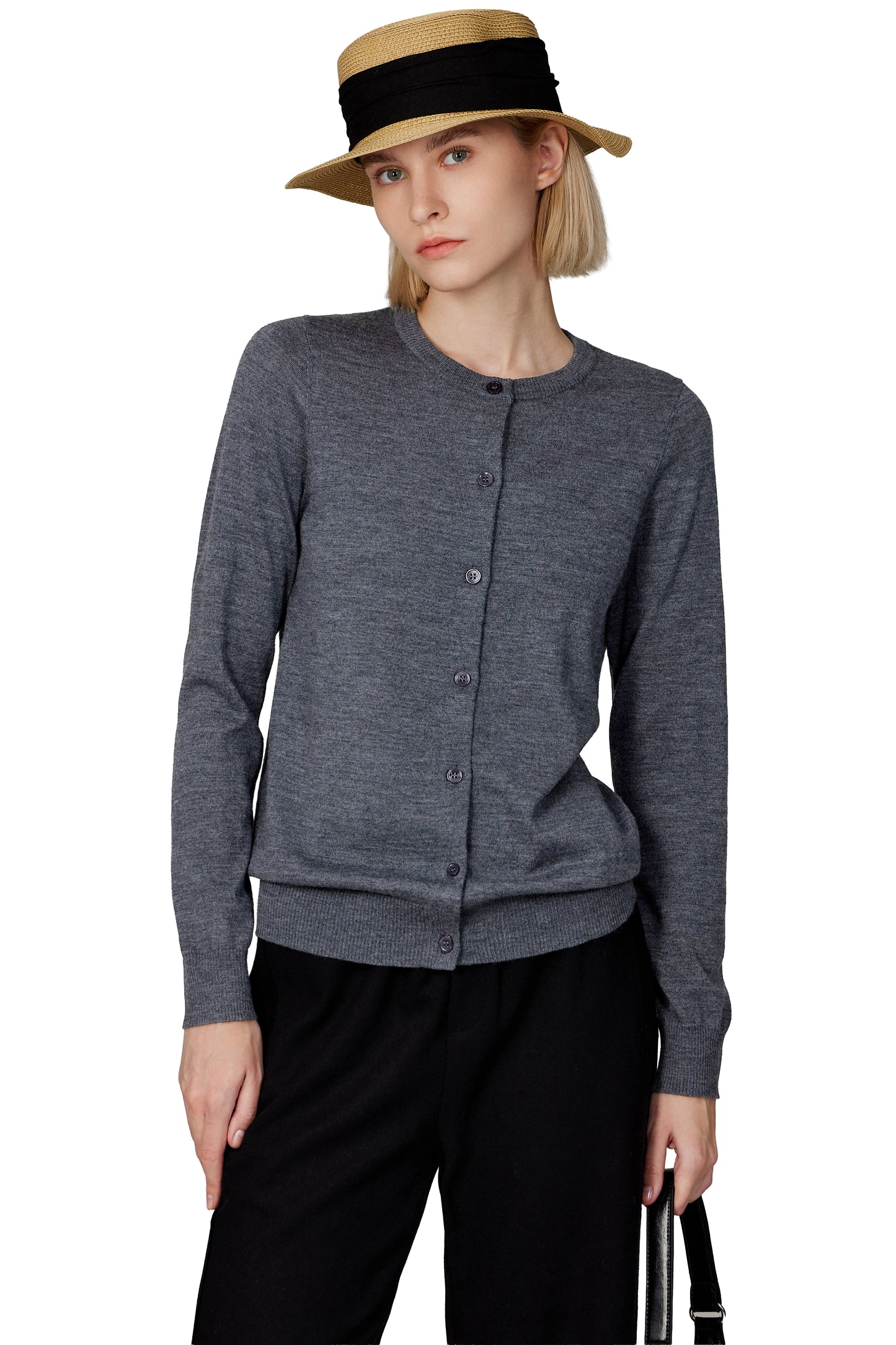 JENNIE LIU Women's 100% Merino Wool Light Weight Cardigan | Ultra Soft Fine-gauge Sweaters for Women | Machine Washable