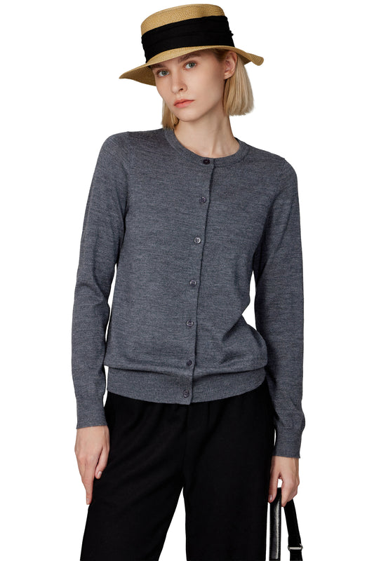 JENNIE LIU Women's 100% Merino Wool Light Weight Cardigan | Ultra Soft Fine-gauge Sweaters for Women | Machine Washable