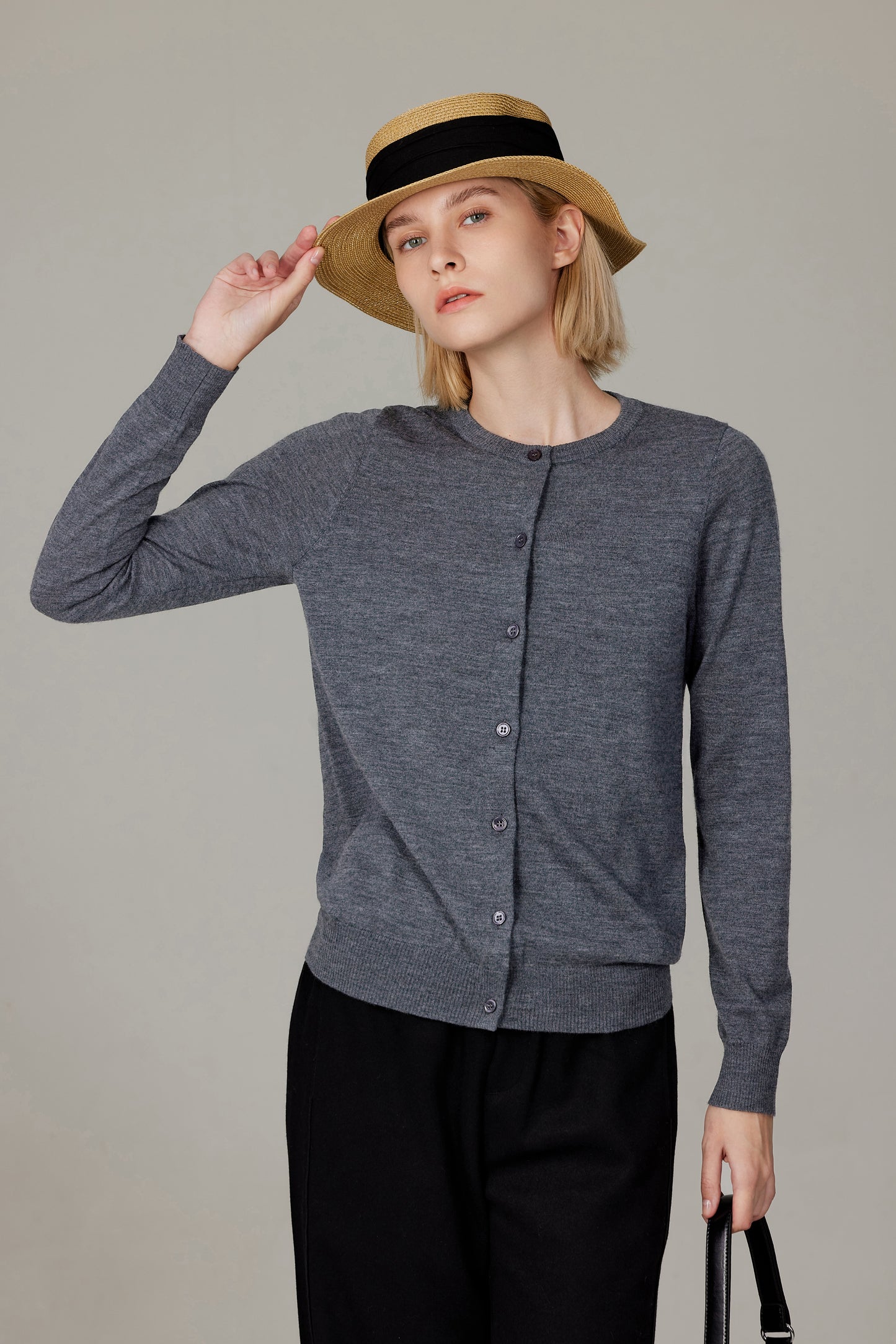 JENNIE LIU Women's 100% Merino Wool Light Weight Cardigan | Ultra Soft Fine-gauge Sweaters for Women | Machine Washable