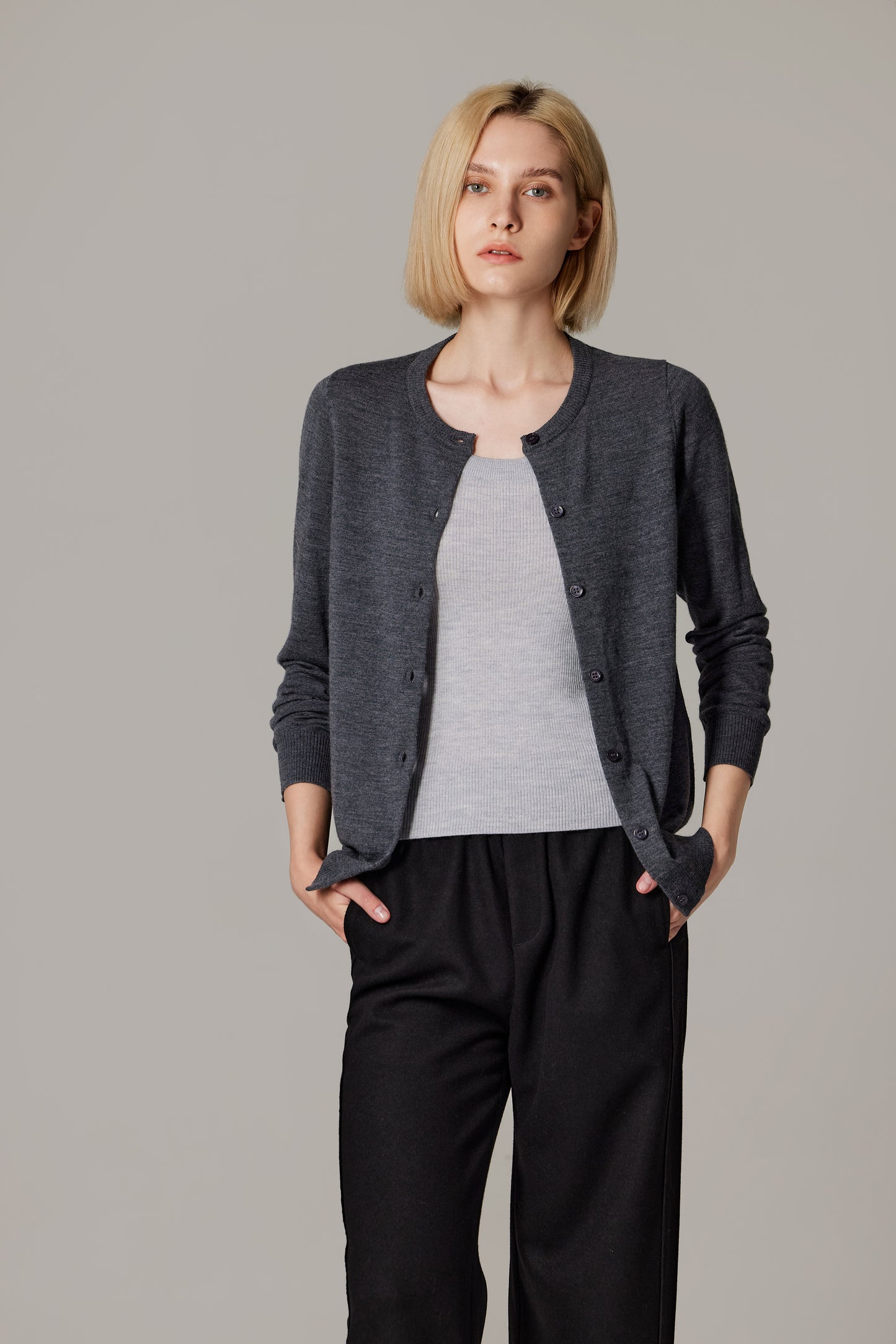 JENNIE LIU Women's 100% Merino Wool Light Weight Cardigan | Ultra Soft Fine-gauge Sweaters for Women | Machine Washable