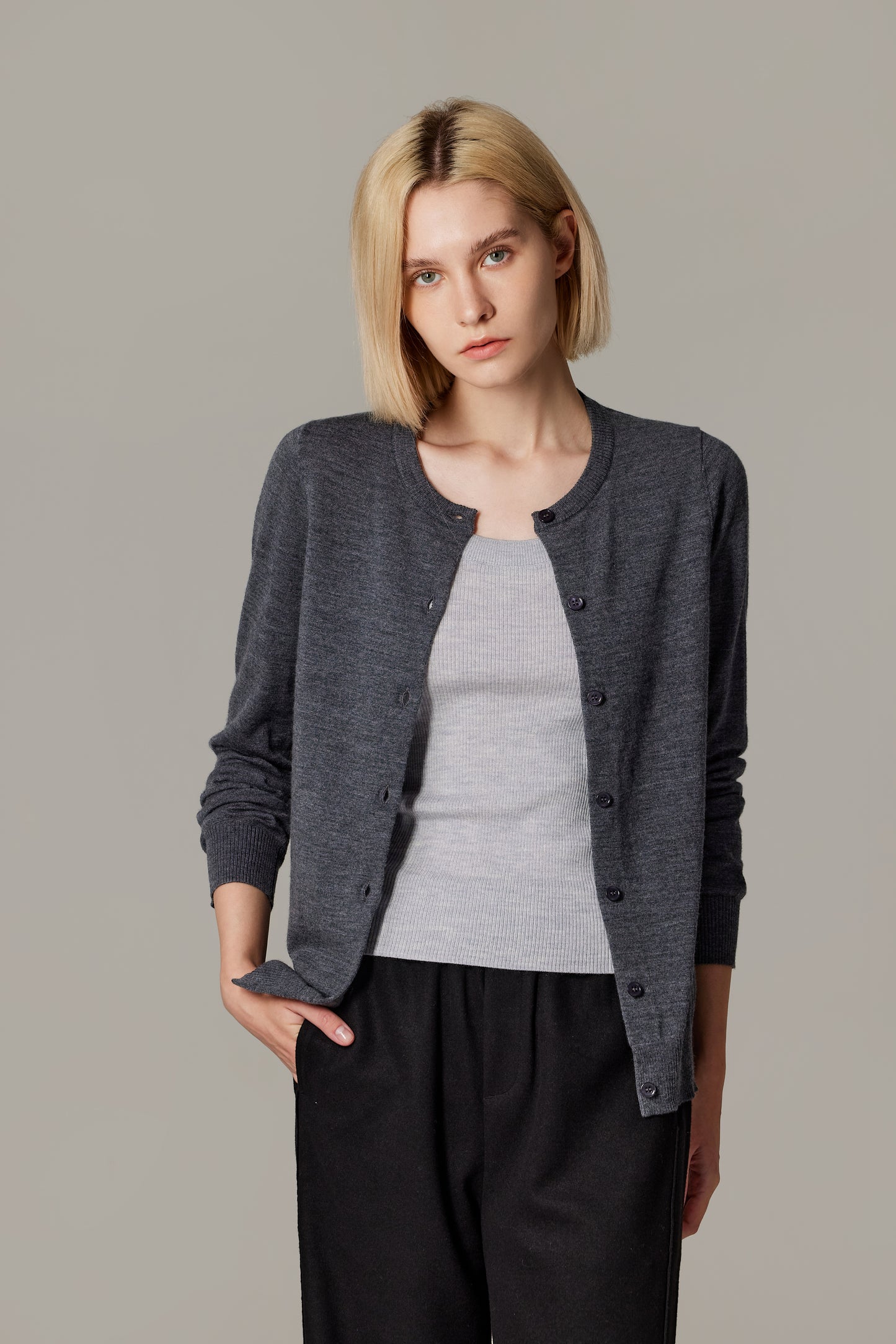 JENNIE LIU Women's 100% Merino Wool Light Weight Cardigan | Ultra Soft Fine-gauge Sweaters for Women | Machine Washable