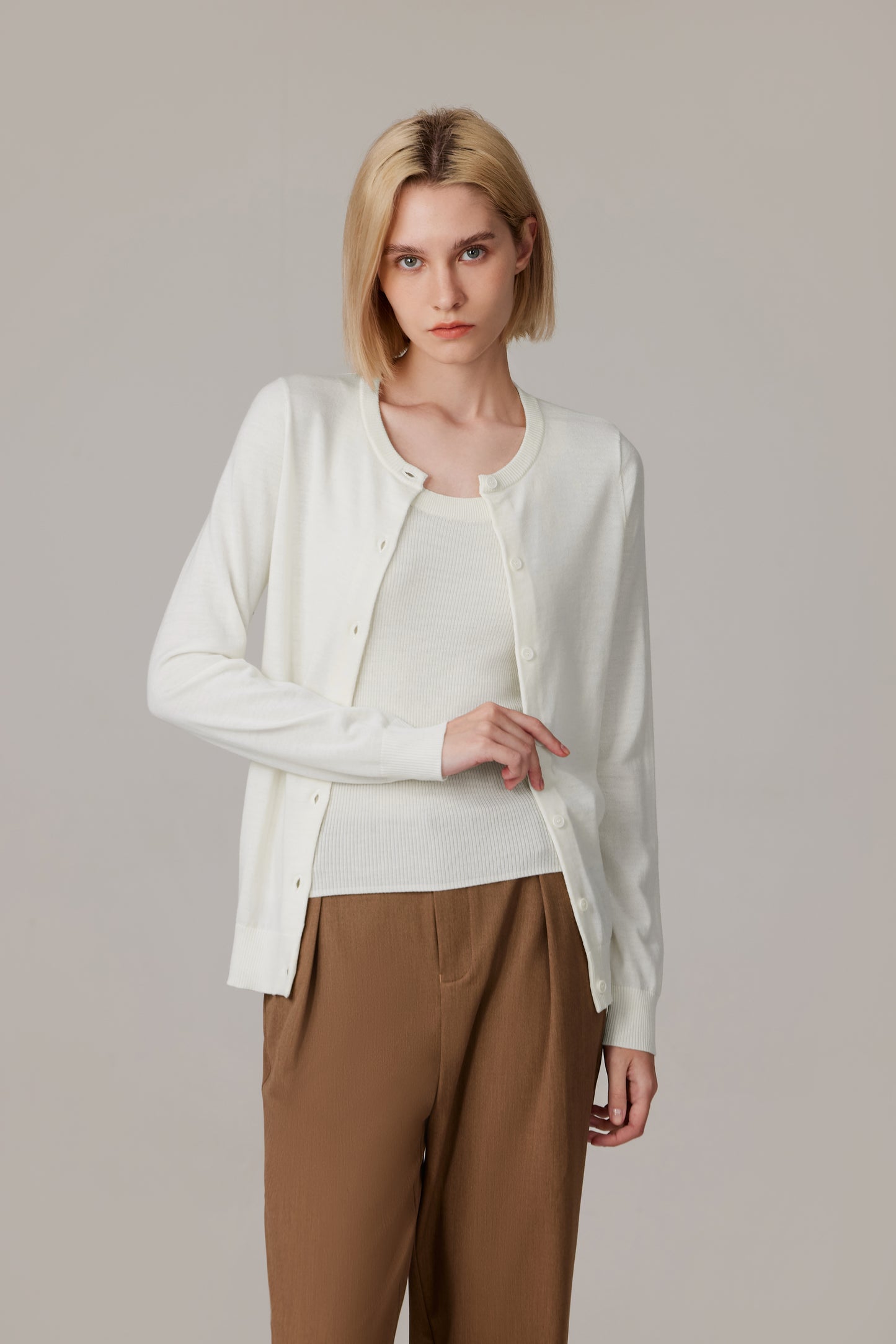 JENNIE LIU Women's 100% Merino Wool Light Weight Cardigan | Ultra Soft Fine-gauge Sweaters for Women | Machine Washable