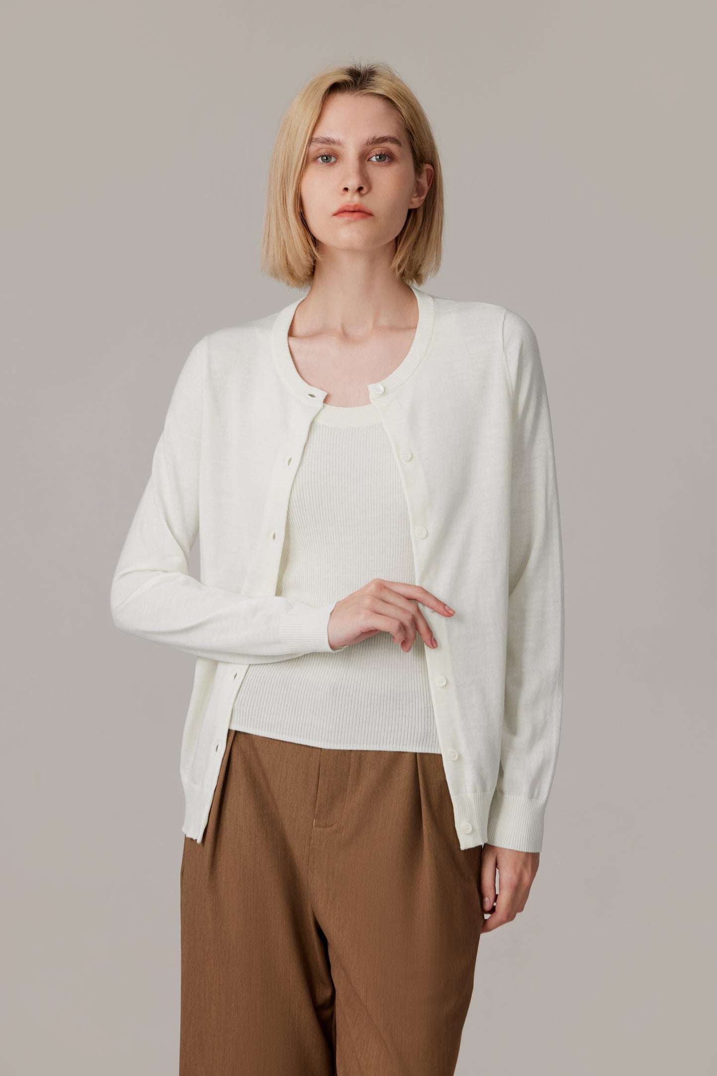 JENNIE LIU Women's 100% Merino Wool Light Weight Cardigan | Ultra Soft Fine-gauge Sweaters for Women | Machine Washable