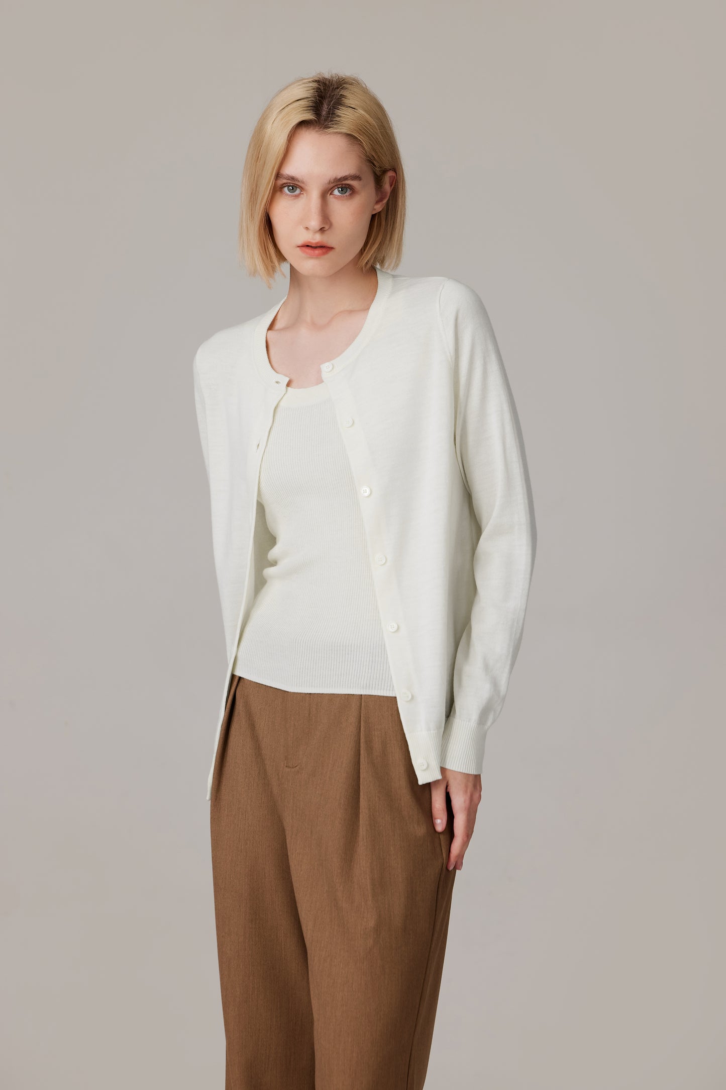 JENNIE LIU Women's 100% Merino Wool Light Weight Cardigan | Ultra Soft Fine-gauge Sweaters for Women | Machine Washable