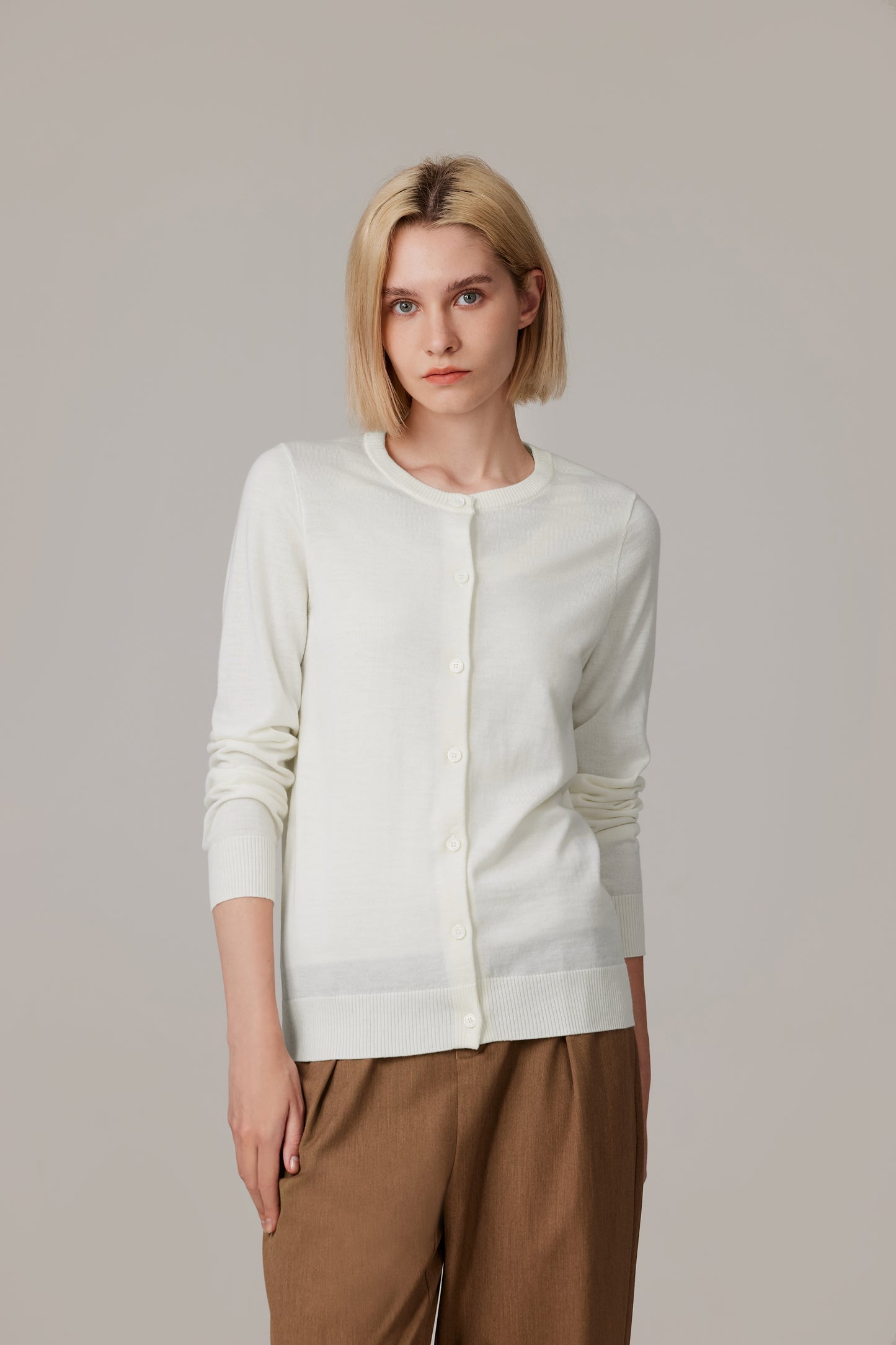 JENNIE LIU Women's 100% Merino Wool Light Weight Cardigan | Ultra Soft Fine-gauge Sweaters for Women | Machine Washable