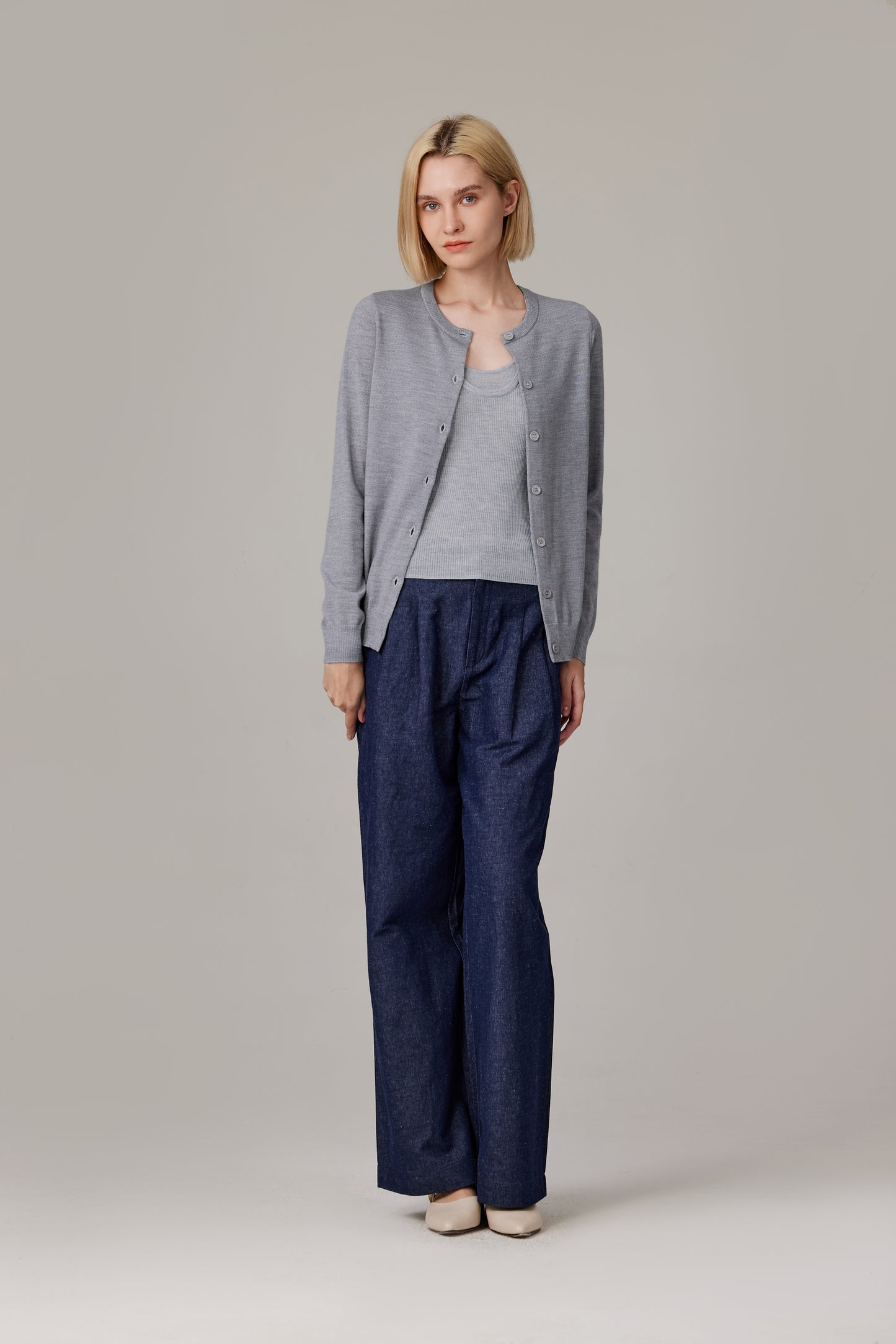 JENNIE LIU Women's 100% Merino Wool Light Weight Cardigan | Ultra Soft Fine-gauge Sweaters for Women | Machine Washable