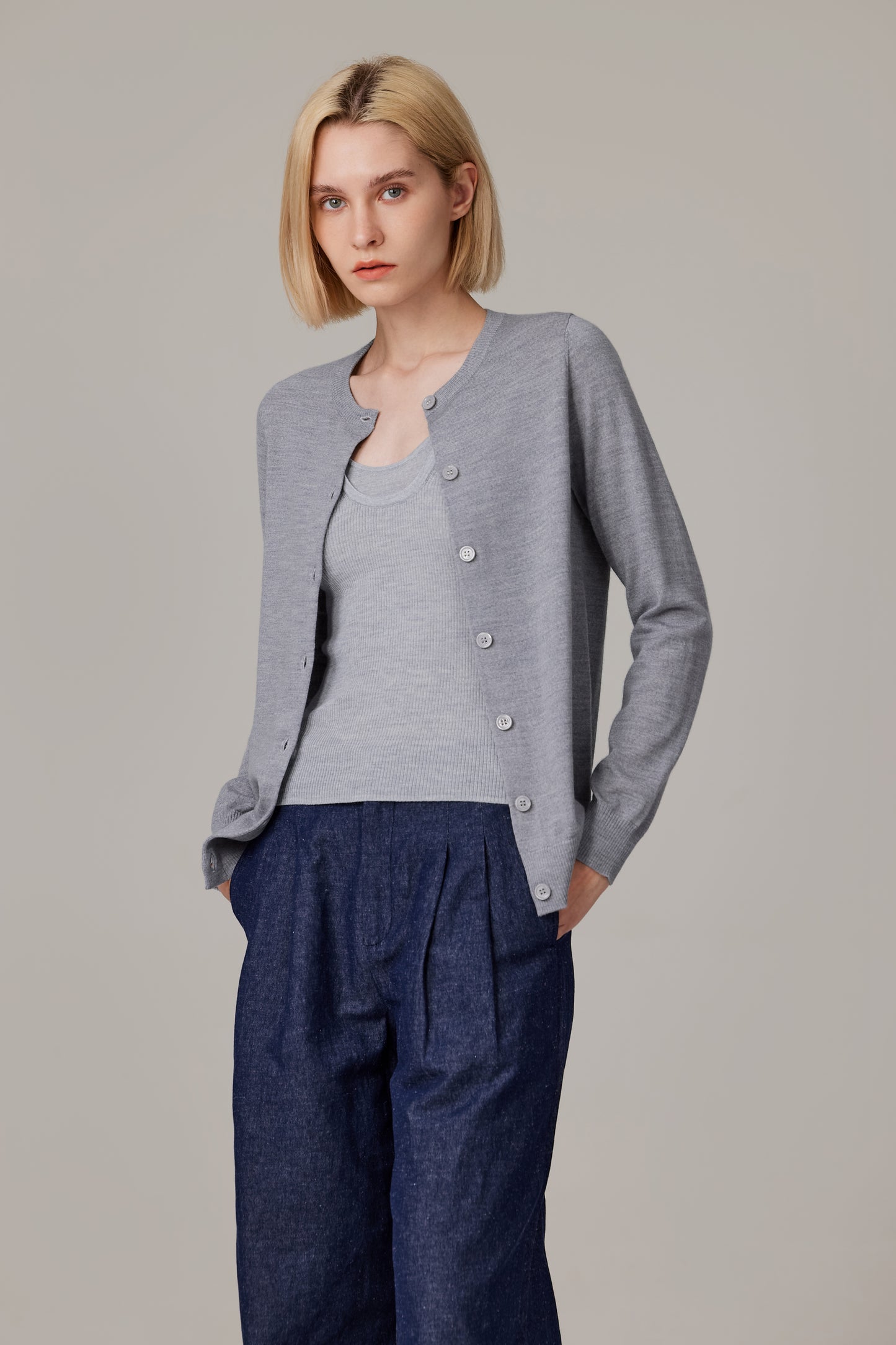 JENNIE LIU Women's 100% Merino Wool Light Weight Cardigan | Ultra Soft Fine-gauge Sweaters for Women | Machine Washable